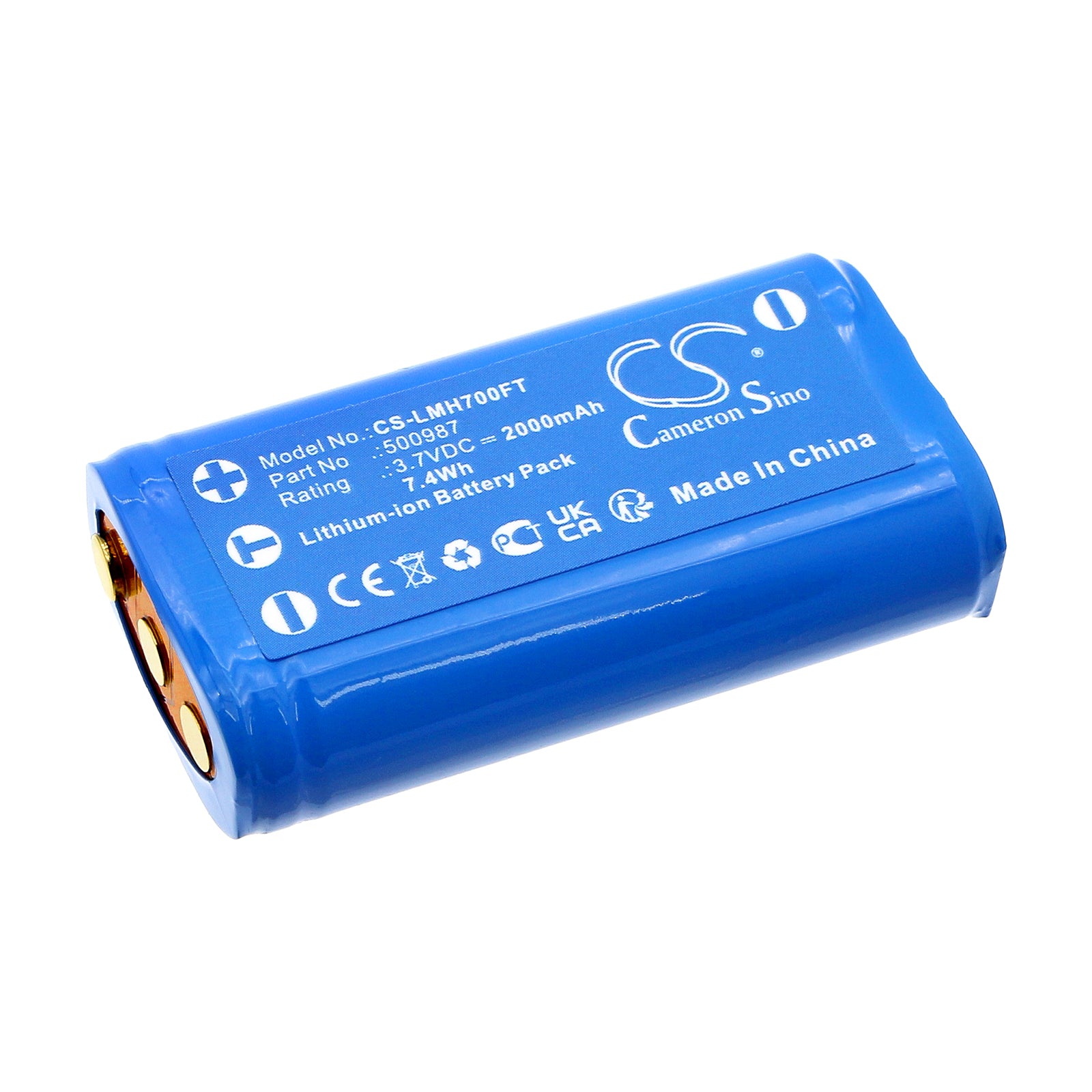 2000mAh Battery Replacement for Ledlenser MH7 MH8 & 500987 Flashlight - 3.7V Li-ion Rechargeable, 53.5x28.5x15mm