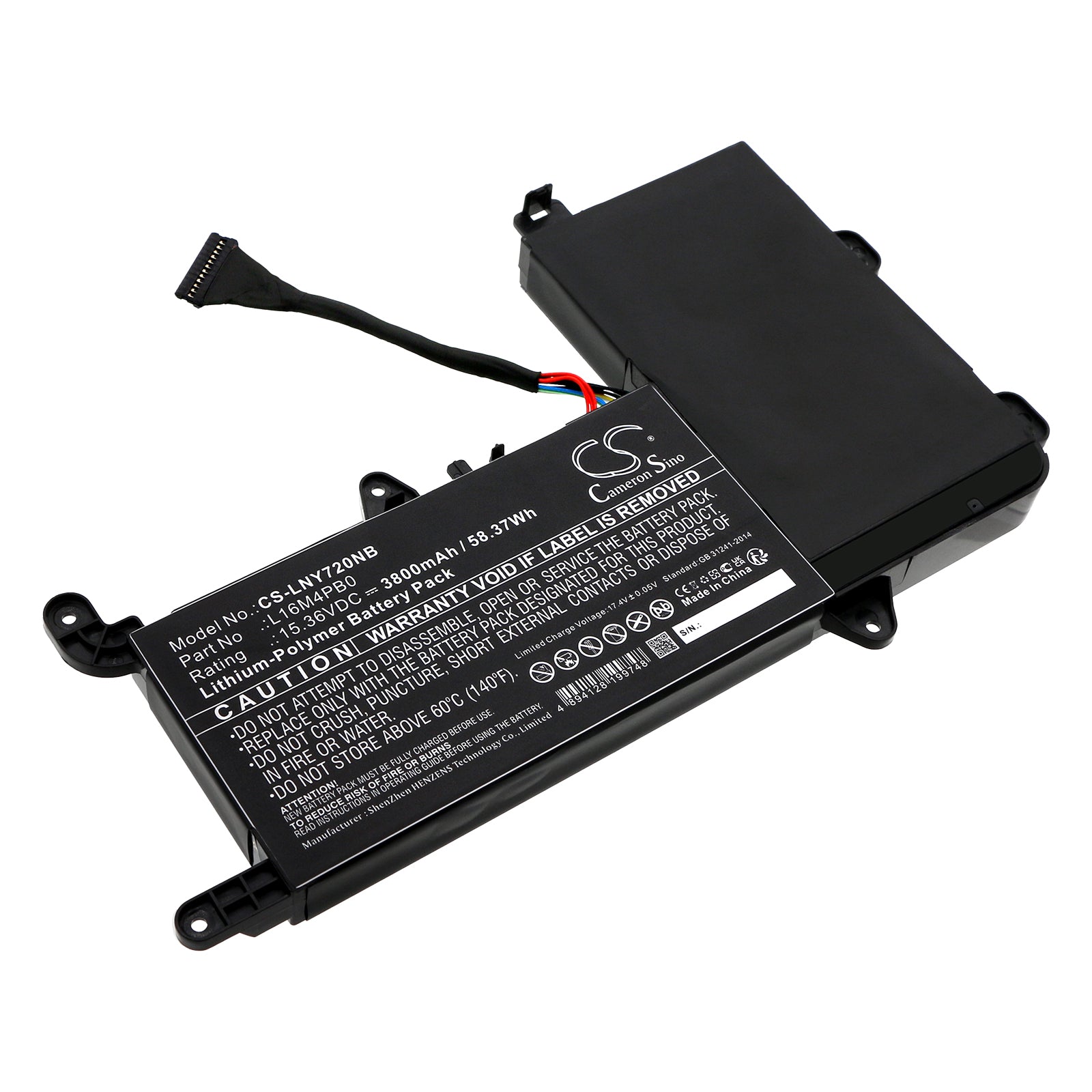 Lenovo Legion Y720-15IKB Battery Replacement - 58.37Wh 15.36V 3800mAh Li-Polymer Laptop Battery