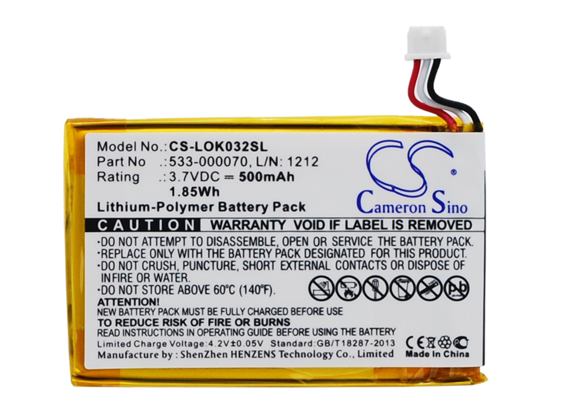 3.7V 500mAh Li-Polymer Replacement Battery for Logitech Ultrathin Keyboard Cover Y-R0032, 533-000070