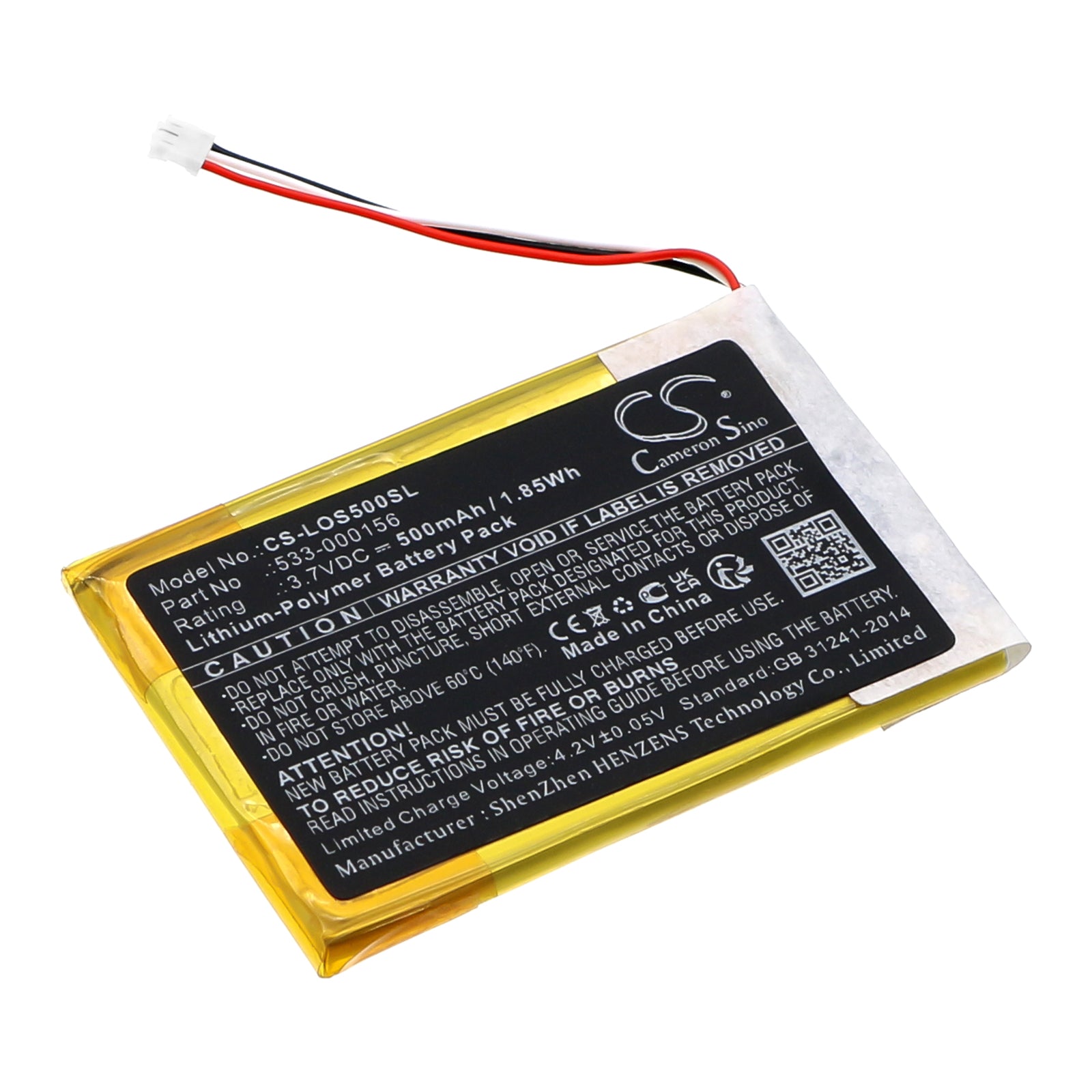 Replacement 500mAh Battery for Logitech Slim Combo/5 Keyboard - 3.7V, 1.85Wh, Model 533-000156
