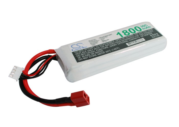 1800mAh 11.1V LiPo Battery Pack for RC Airplanes & Helicopters: Compact 30C Burst, 44.48x34.17x22.08mm Size