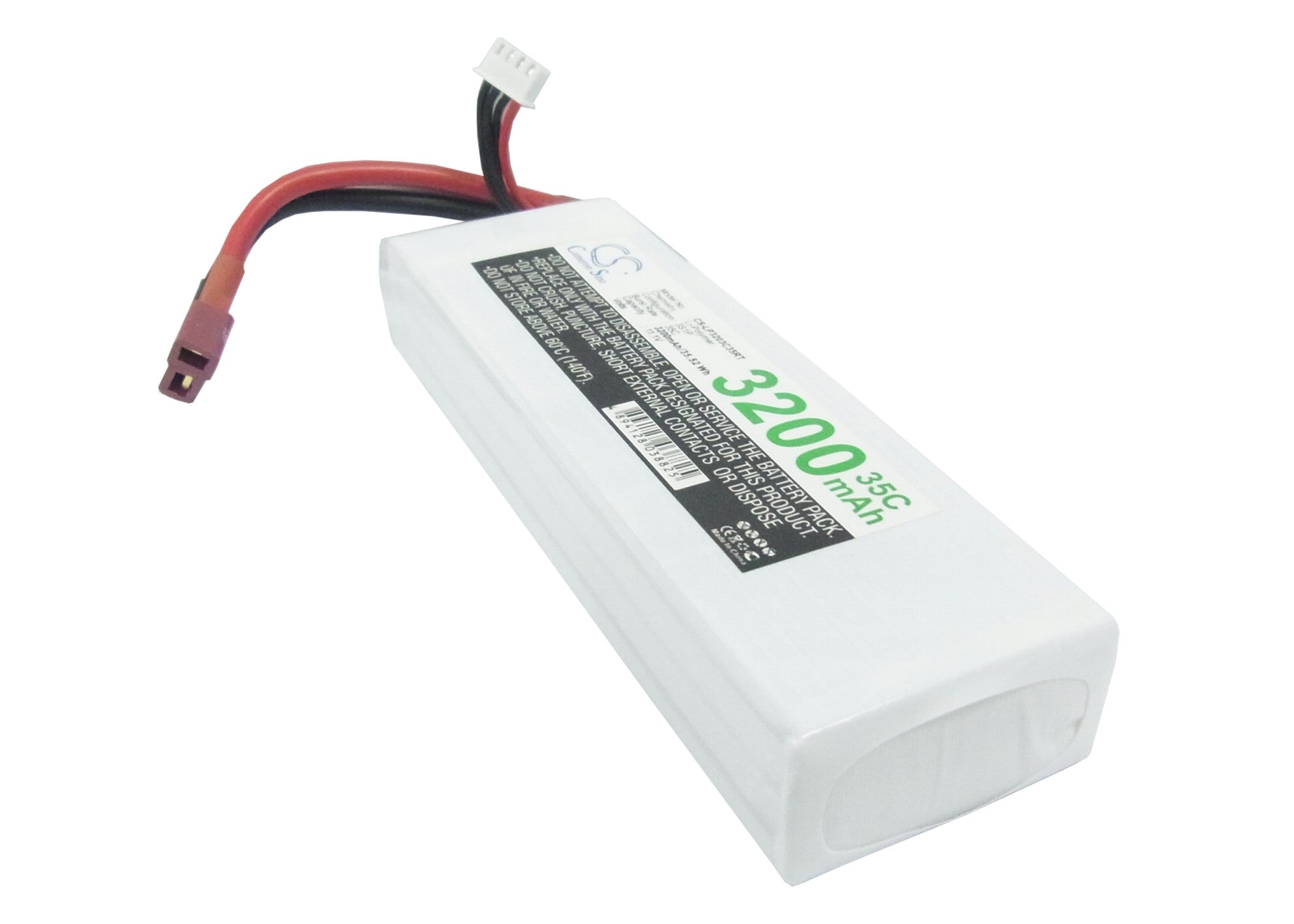 11.1V 3200mAh Li-Polymer Battery for RC Robot, 35.52Wh, CS-LP3203C35RTR, Size: 137.88x43.10x28.20mm