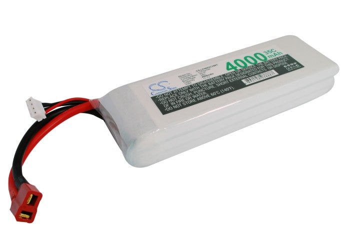 4000mAh 11.1V 35C LiPo Battery for RC Helicopter & Airplane - 44.4Wh, 135x41x26mm High Discharge