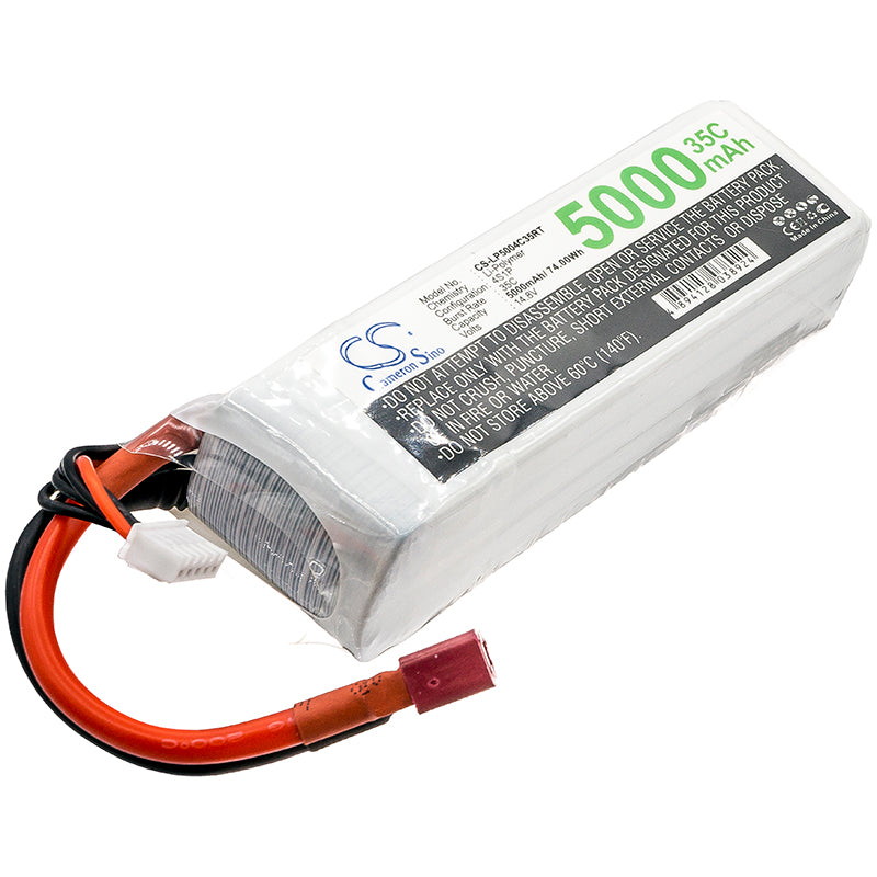 74Wh Li-Polymer Battery Pack for RC Robots - 5000mAh 14.8V High Capacity, 138x43x38mm