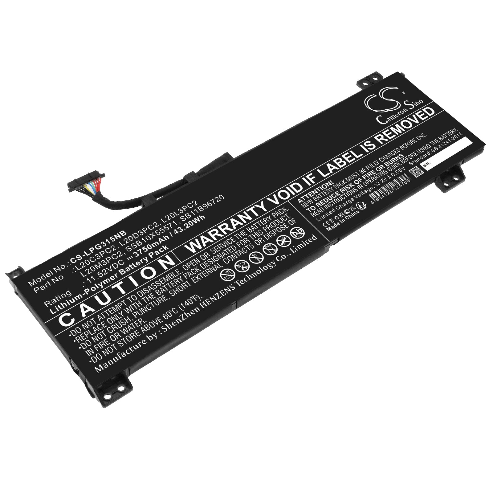 43.2Wh Lenovo IdeaPad Gaming 3 15ACH6 Battery - 11.52V 3750mAh Li-Polymer Replacement - Laptop Power