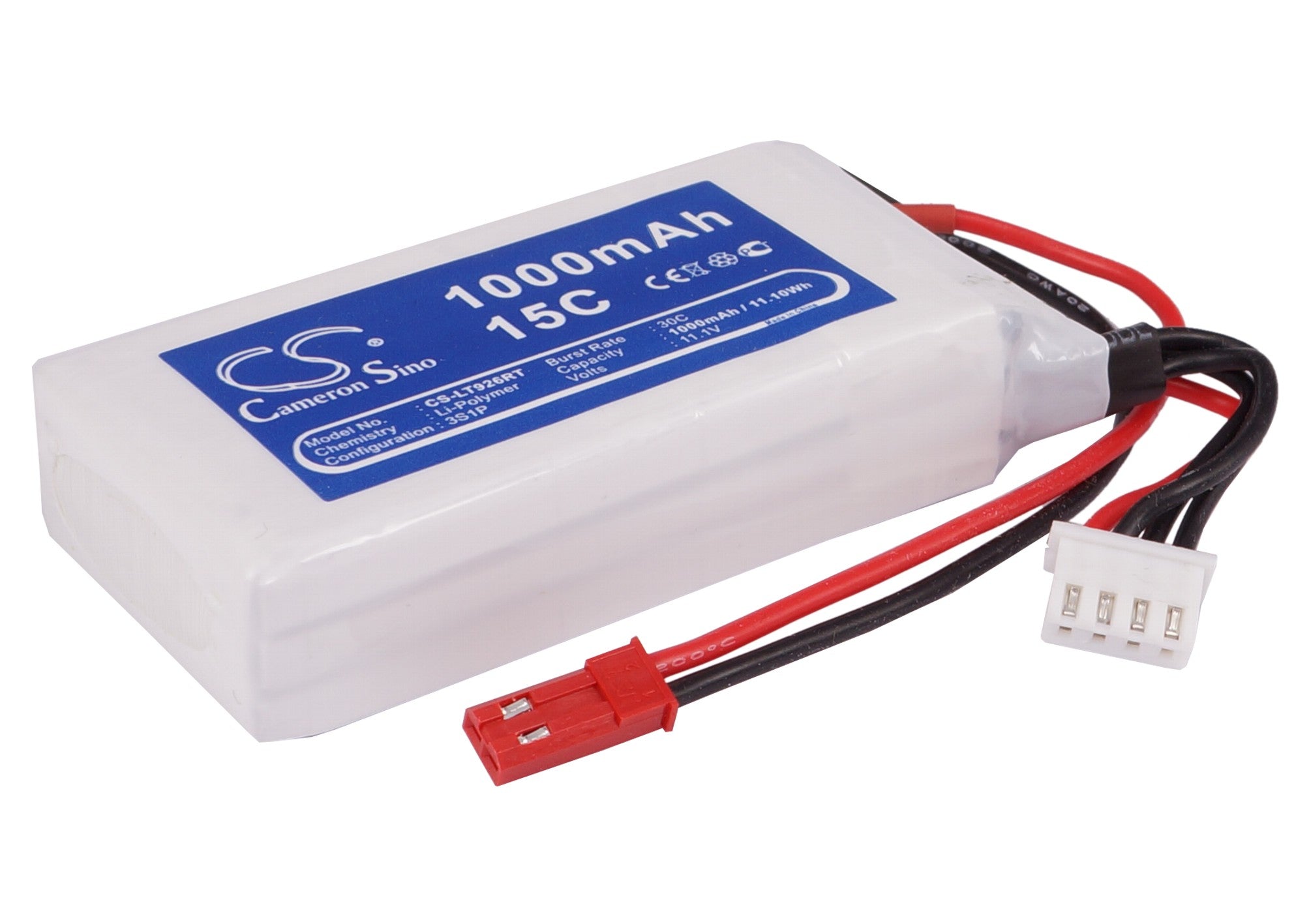 1000mAh 11.1V Li-Polymer RC Car Battery (CS-LT926RT Compatible) - 77x36x19.5mm, High Performance Pack