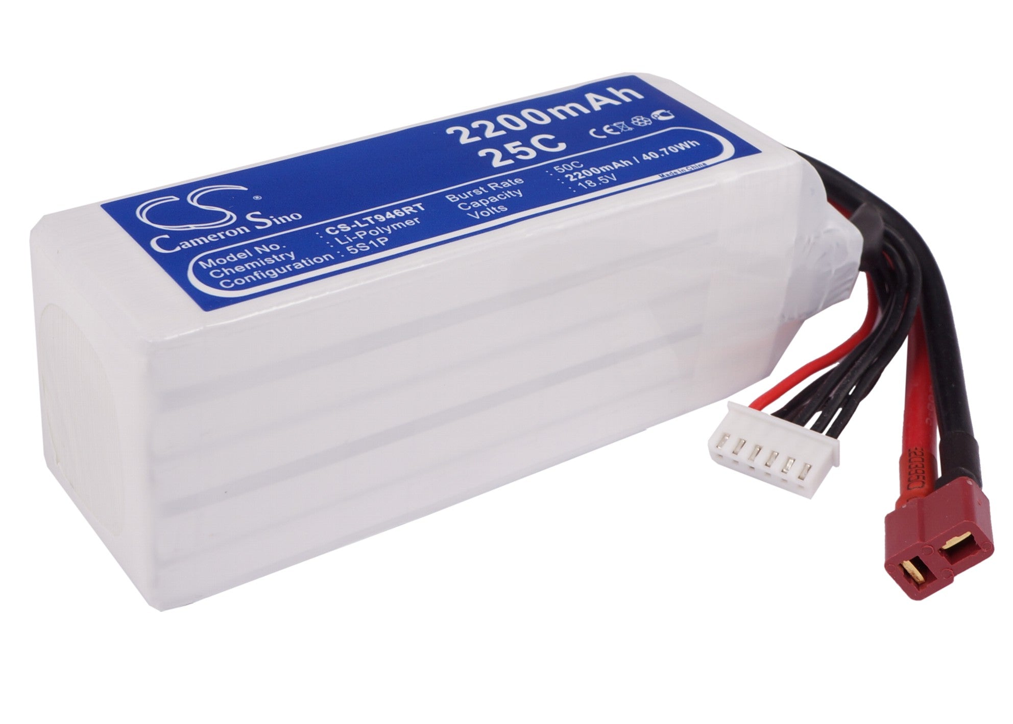 2200mAh 18.5V Li-Polymer Battery for RC Cars - CS-LT946RT (119x35.5x43mm)