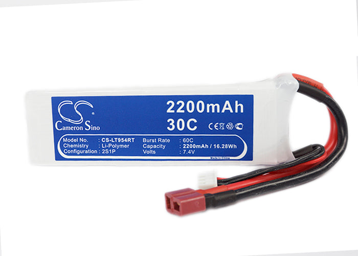 7.4V 2200mAh LiPo Battery Pack for RC Cars - CS-LT954RT - 18.5x35.5x118.5mm, 16.28Wh