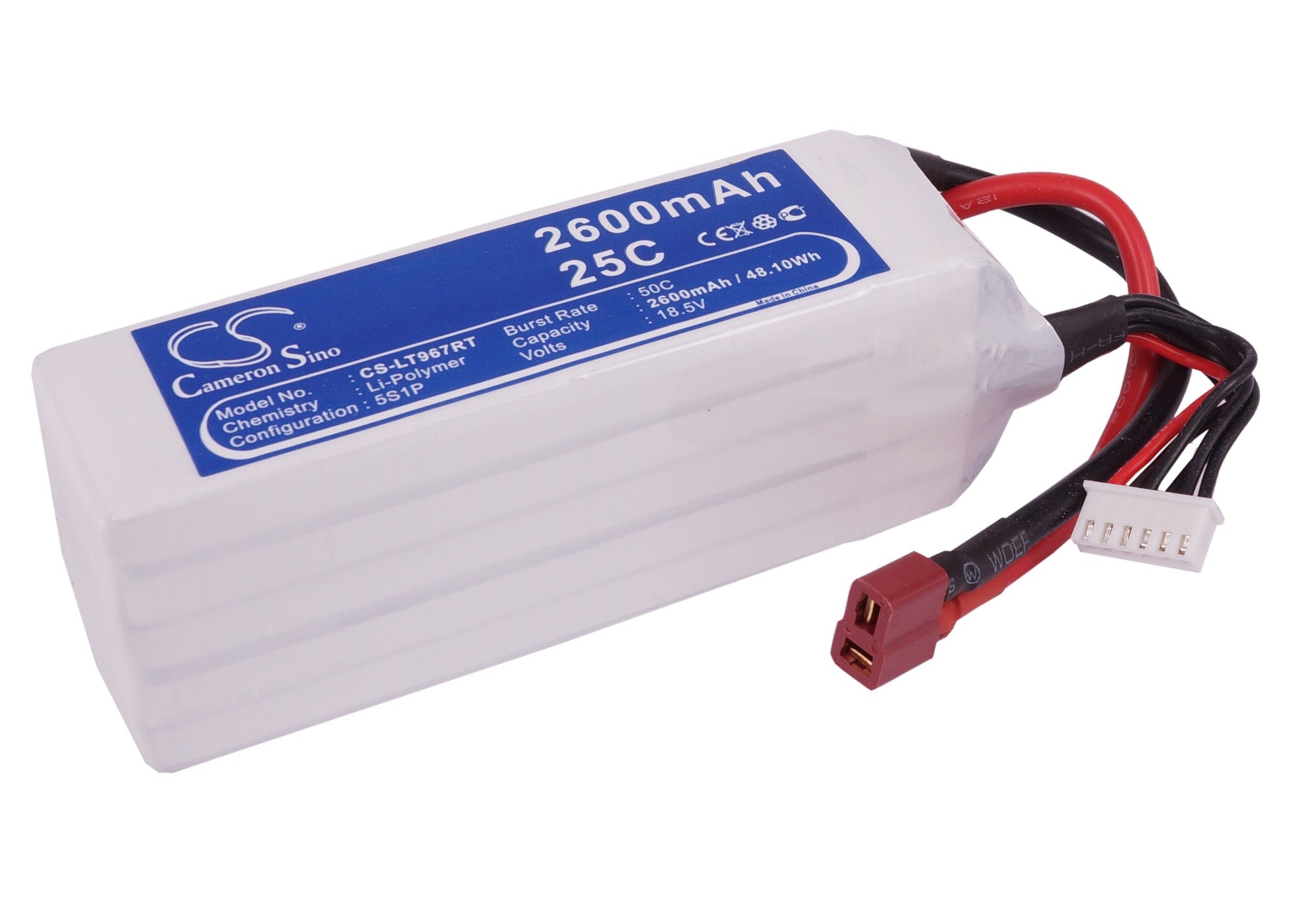 18.5V 2600mAh RC Car LiPo Battery (CS-LT967RT) - High-Performance, 5S, 120x35.5x46mm
