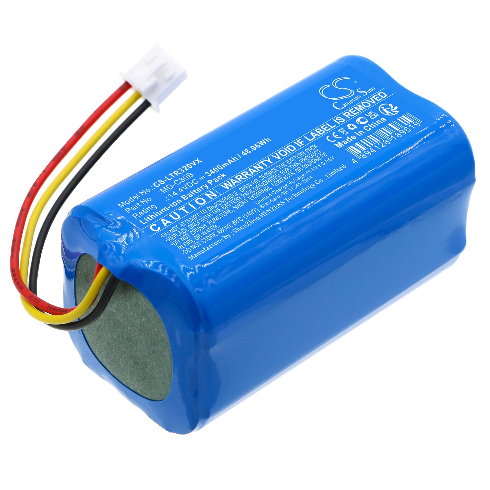 14.4V 3400mAh Li-ion Battery - Blaupunkt XBOOST, Liectroux C30B, iHome, Midea Robot Vacuum Replacement