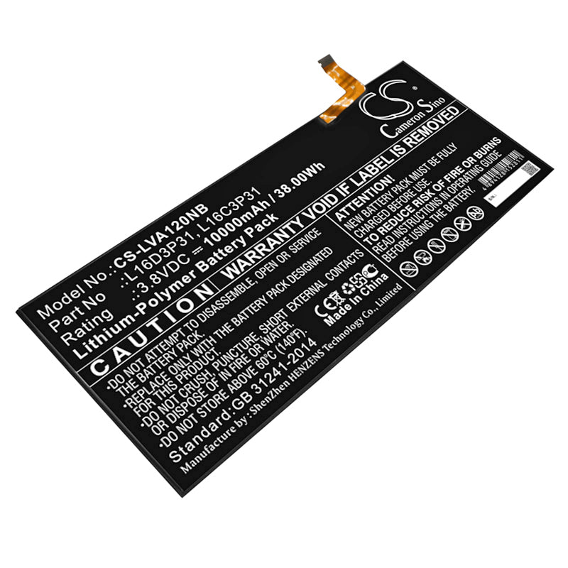 10000mAh Replacement Battery for Lenovo Yoga A12 YB-Q501F ZA1Y0061US Laptop - 3.8V 38Wh Li-Polymer