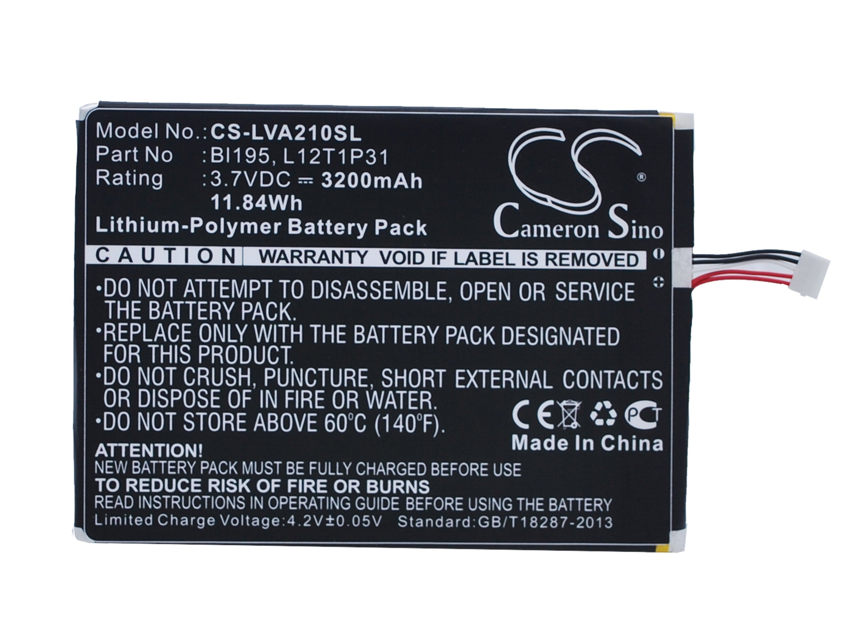 3200mAh Lenovo A2107 A2207 A2 R6907 Tablet Replacement Battery - 3.7V Li-Polymer Power