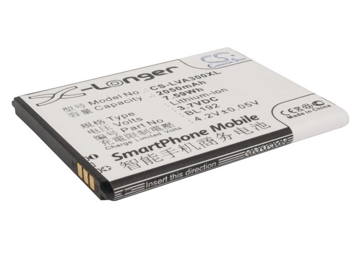 2050mAh Replacement Battery for Lenovo A300, A590 & A750 Smartphones - 3.7V Li-ion BL192 - Extended Life