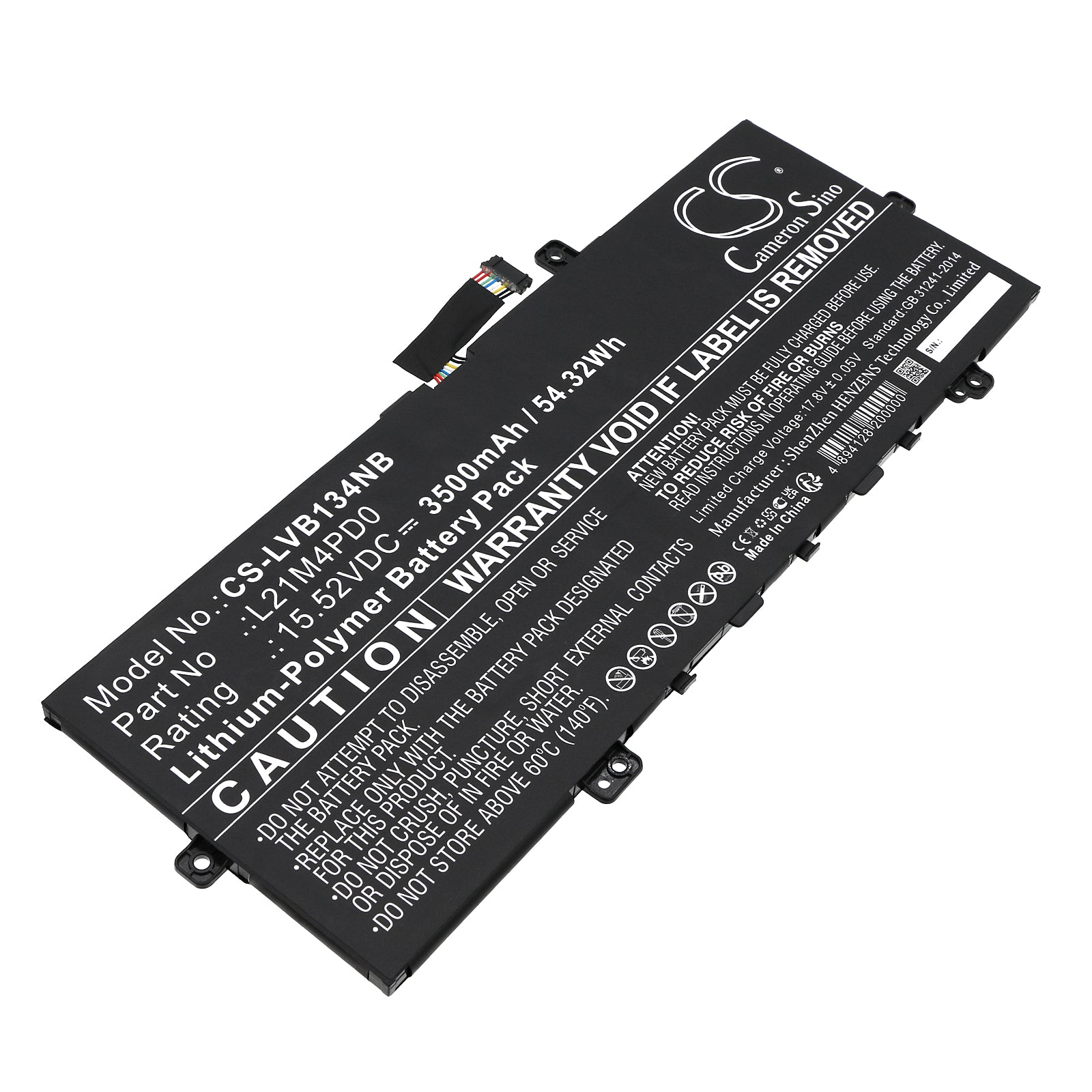 54.32Wh Laptop Battery for Lenovo ThinkBook 13s G4 & 13x G2 - 15.52V 3500mAh Li-Polymer Replacement