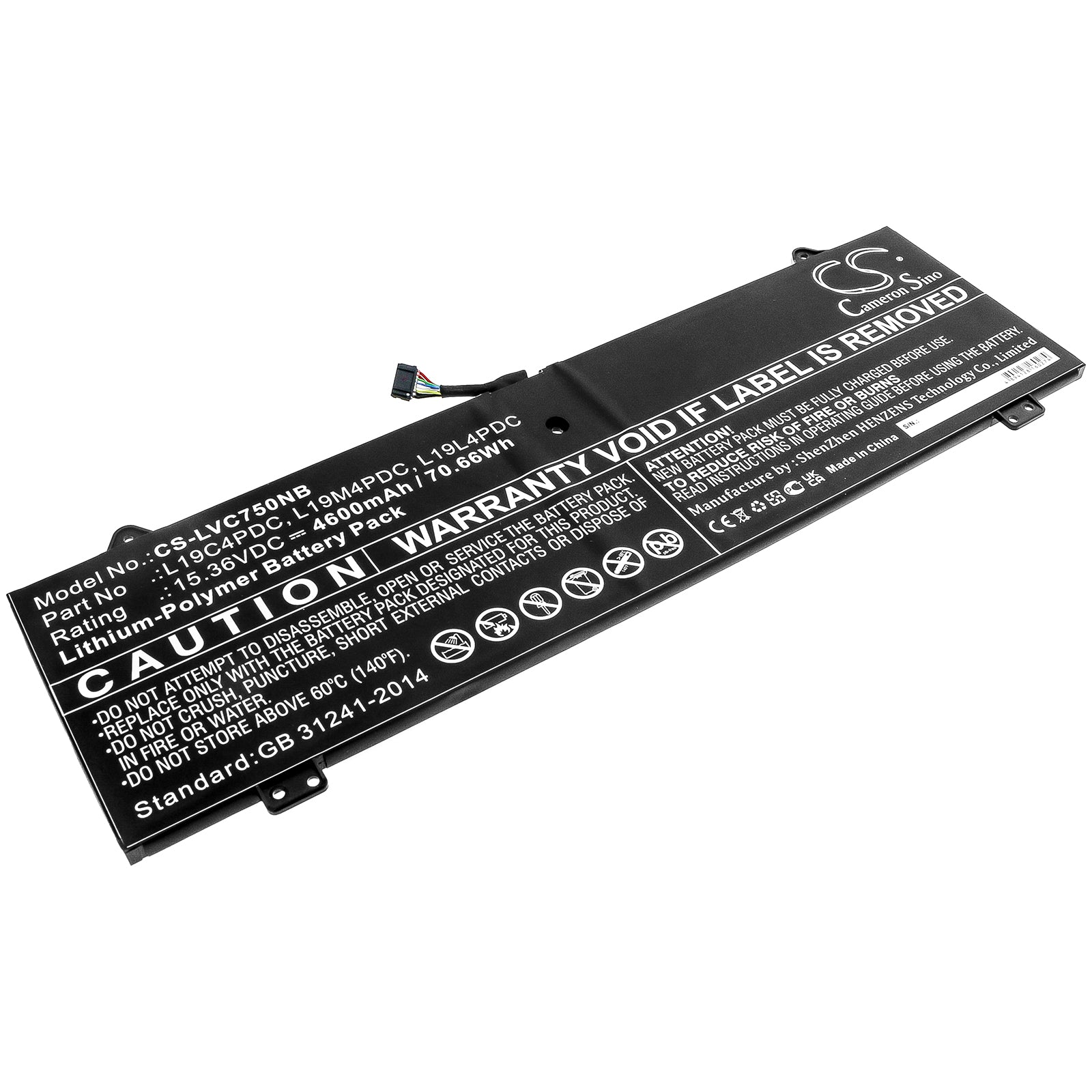 70.66Wh 4600mAh Battery for Lenovo Yoga C750 14ITL & Yoga 7 14ITL5 Series Laptops - L19C4PDC Replacement