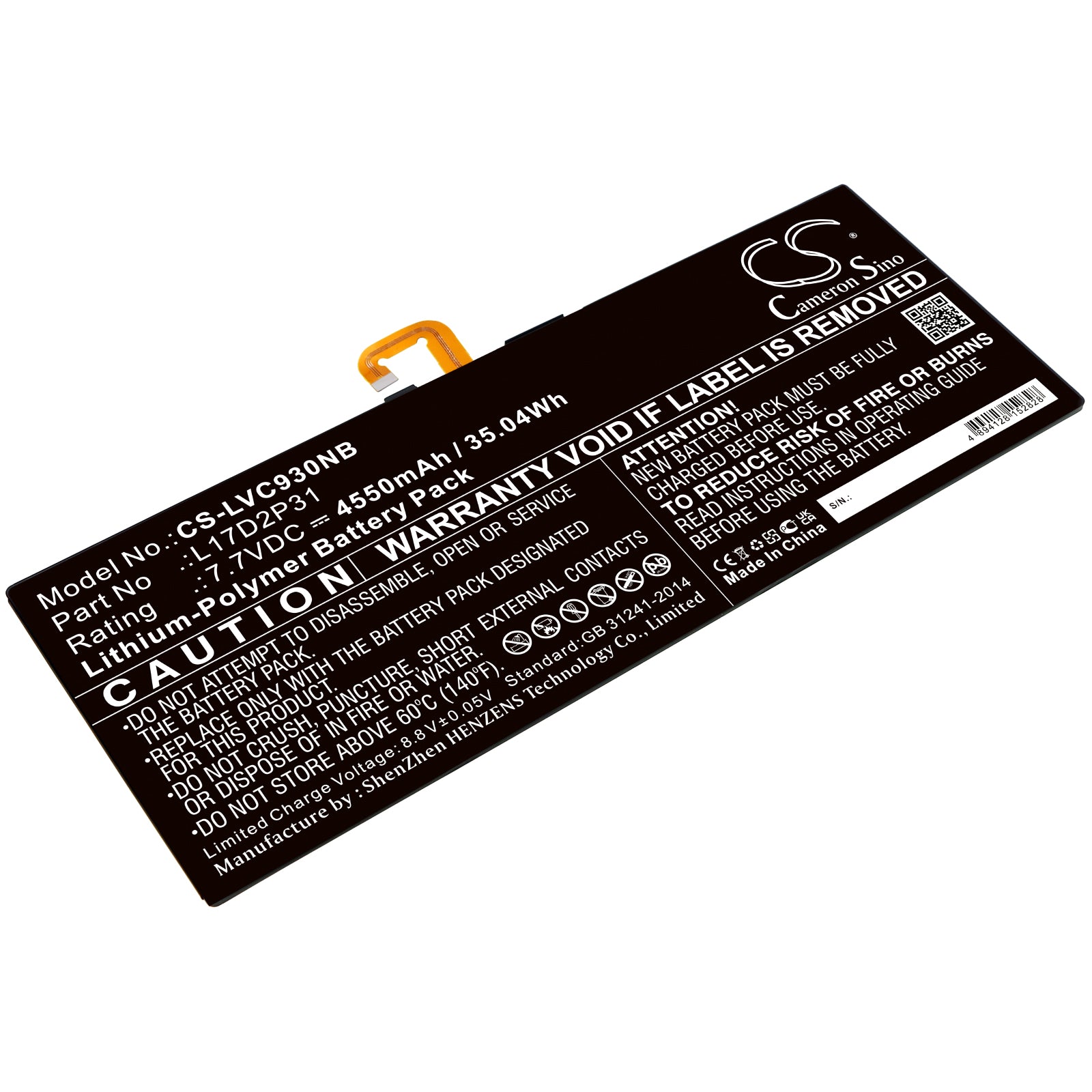4550mAh Battery for Lenovo Yoga Book C930 YB-J912L YB-J912F Laptop - 7.7V 35.04Wh Li-Polymer Replacement