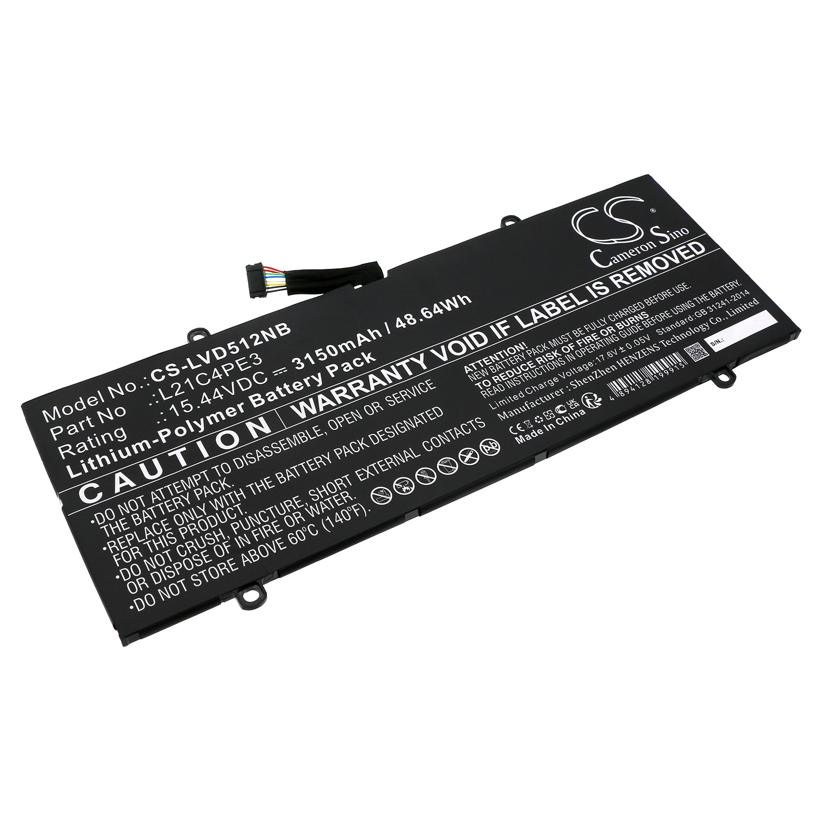 48.64Wh Battery for Lenovo IdeaPad Duet 5 12" - 3150mAh, 15.44V Li-Polymer Replacement - Laptop Battery