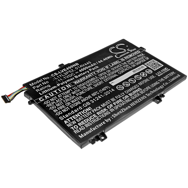 Lenovo ThinkPad E490 E590 Battery - 4000mAh 44.4Wh 11.1V Li-Polymer - Replacement Power Solution