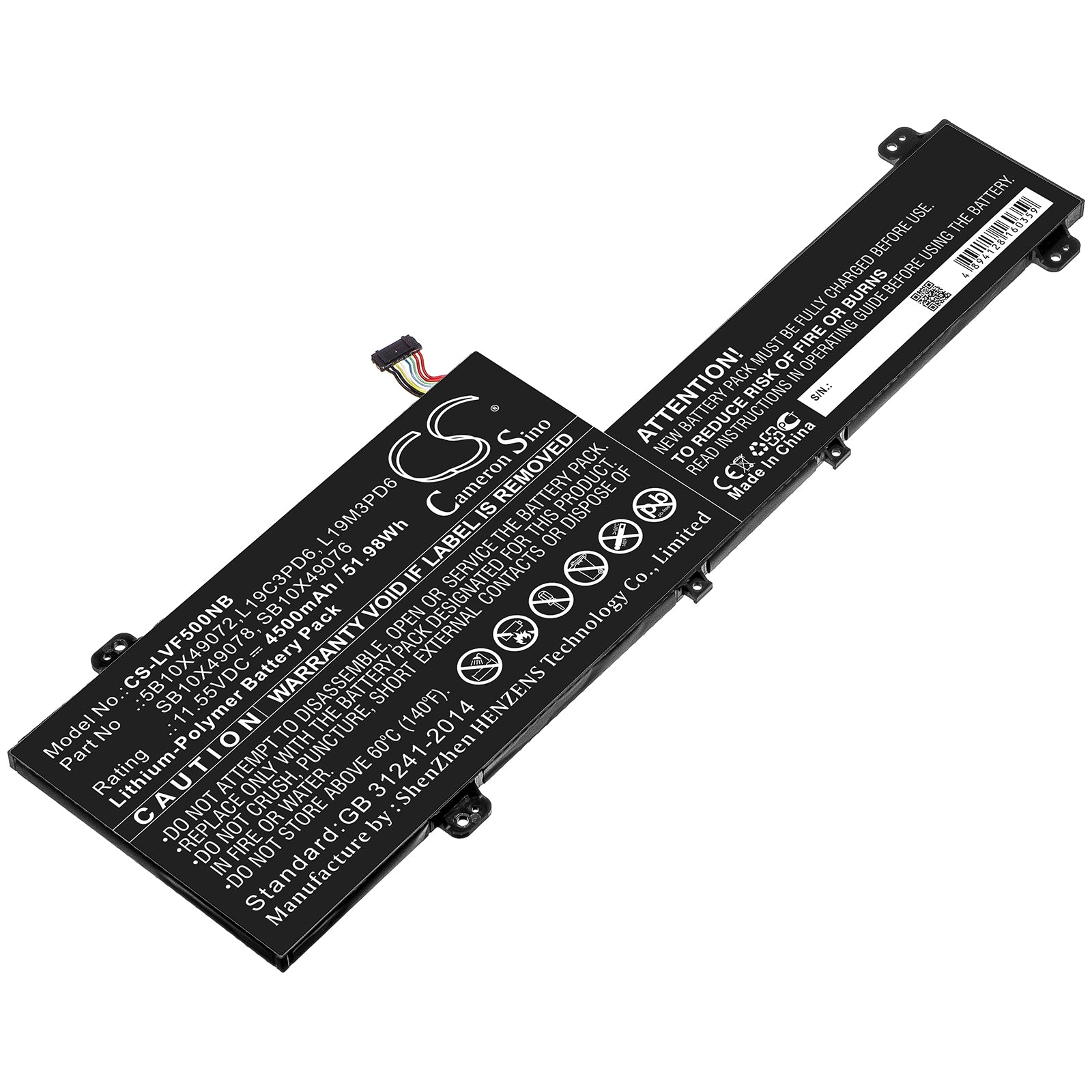 51.98Wh Battery for Lenovo IdeaPad Flex 5 Series - 11.55V 4500mAh Li-Polymer Laptop Battery Replacement - 5B10X49072