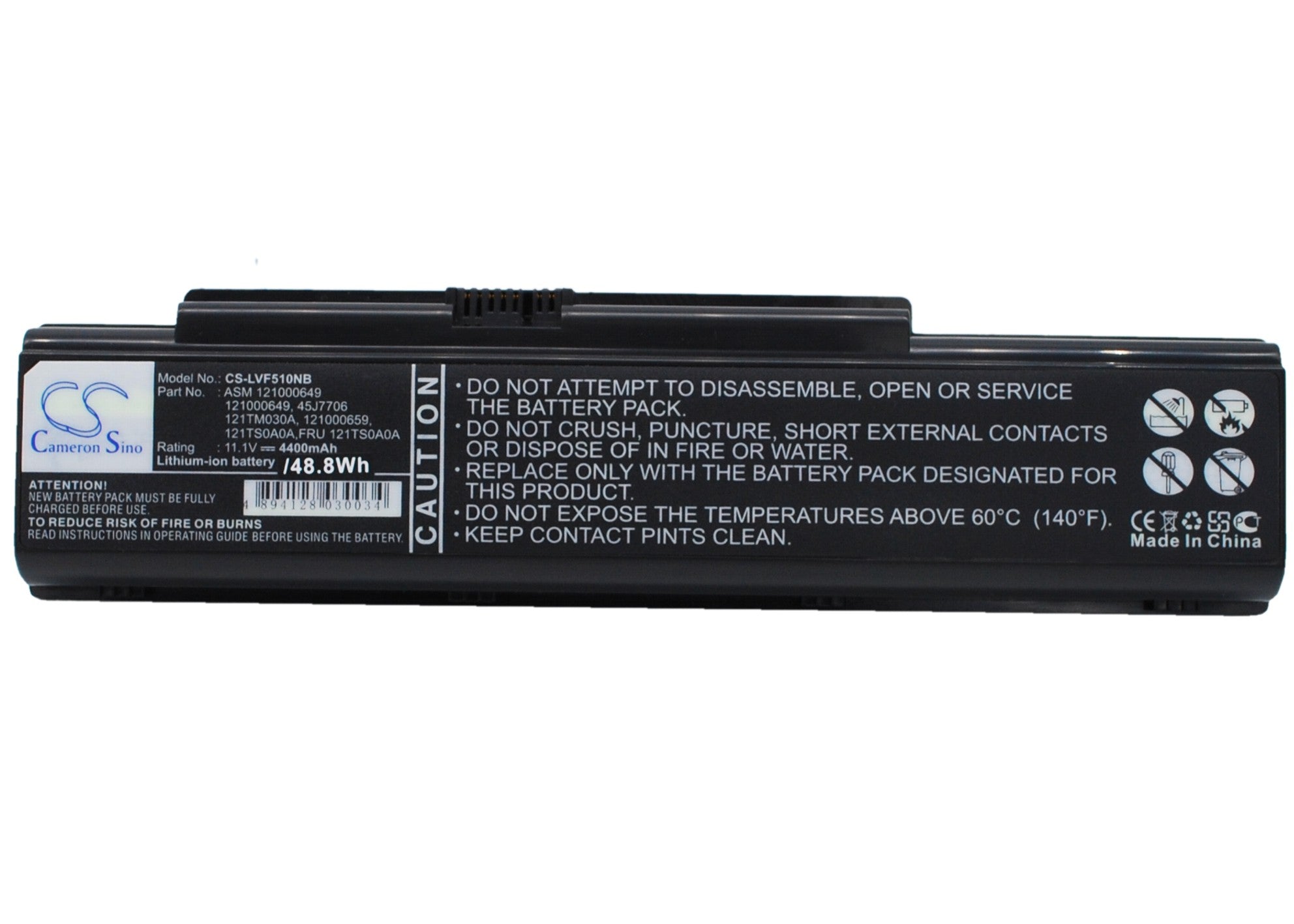 Lenovo IdeaPad Y Series Laptop Battery - 4400mAh, 11.1V Li-ion Replacement for Y500, Y510 & 3000 - 48.84Wh