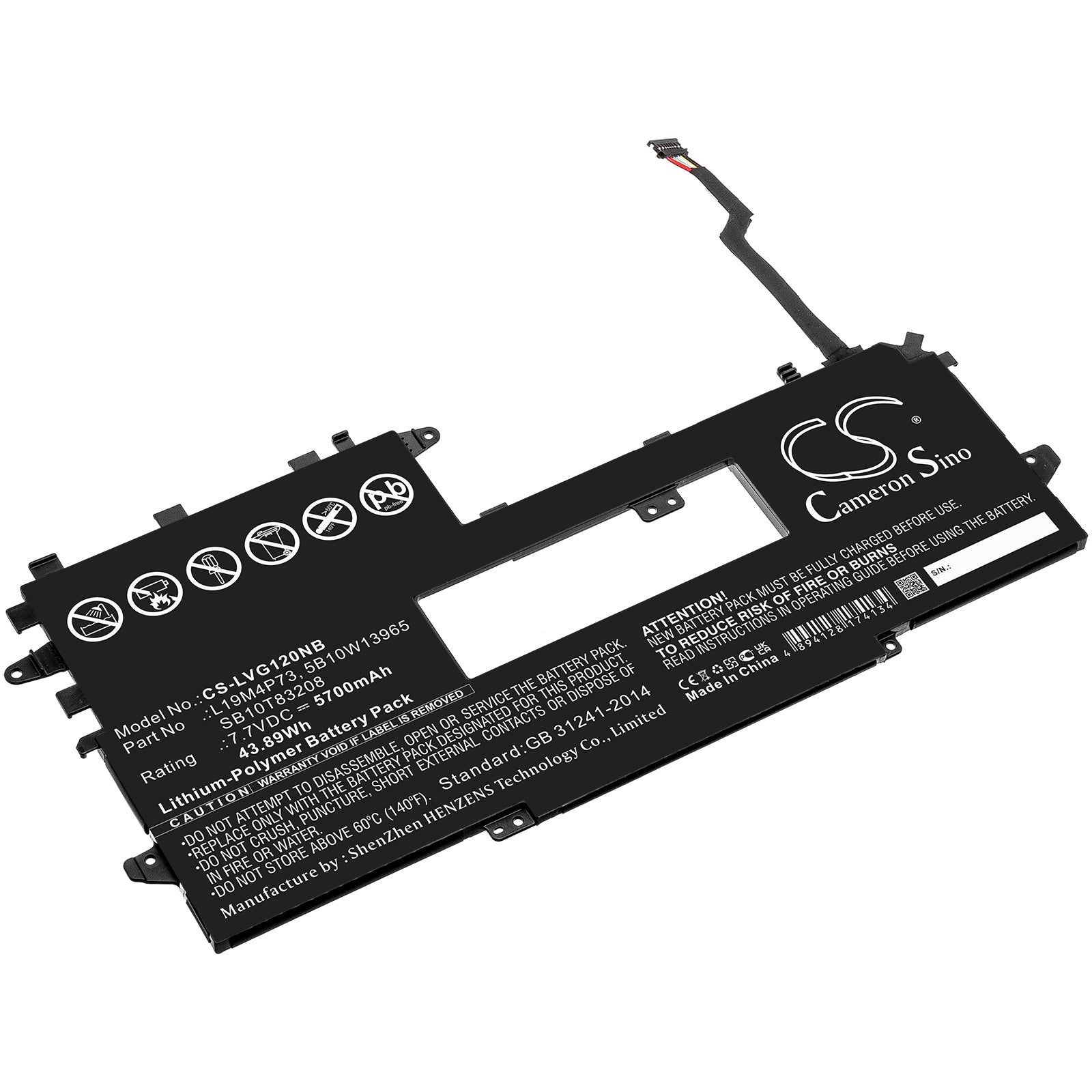5700mAh Replacement Battery for Lenovo ThinkPad X1 Titanium Yoga Gen 1 - 7.7V 43.89Wh L19M4P73 Laptop