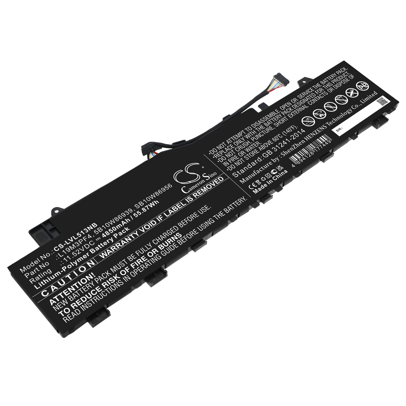 55.87Wh 4850mAh Replacement Battery for Lenovo IdeaPad 5 14/15 ARE05 Series - L19M3PF4 Laptop Battery