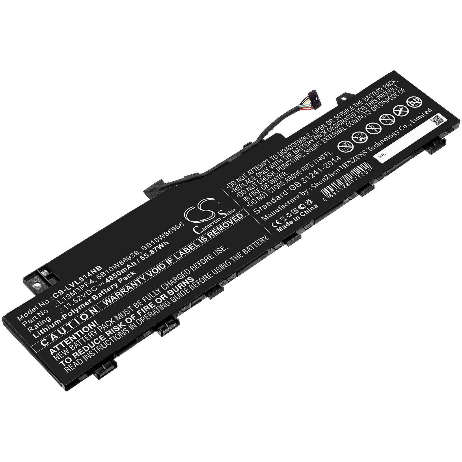 55.87Wh Battery for Lenovo IdeaPad 5/Xiaoxin Air 14 - 11.52V Li-Polymer Replacement - L19M3PF4 - Laptop Power
