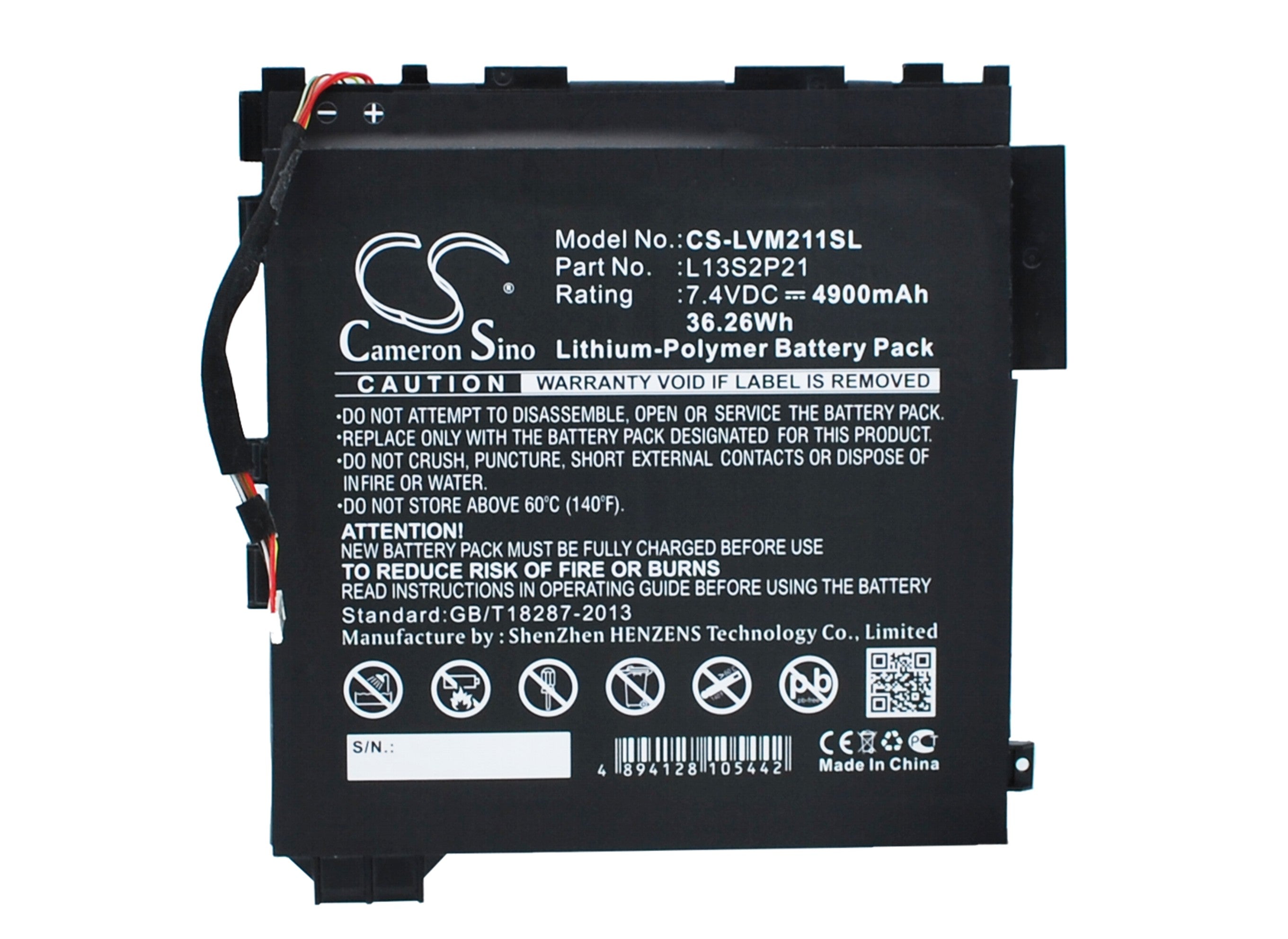 4900mAh Replacement Battery for Lenovo IdeaTab Miix 2 11 Tablet (7.4V, 36.26Wh) - Miix 211-TAB Series