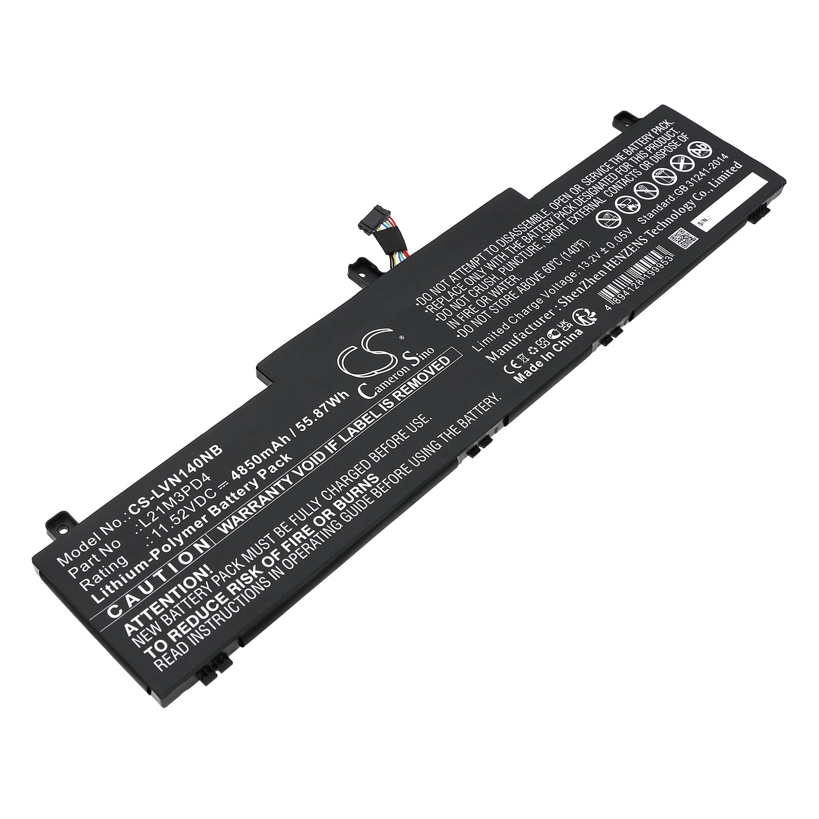 55.87Wh 4850mAh Replacement Battery for Lenovo ThinkPad Neo 14 Laptop - L21M3PD4, 5B11E33552 Li-Polymer