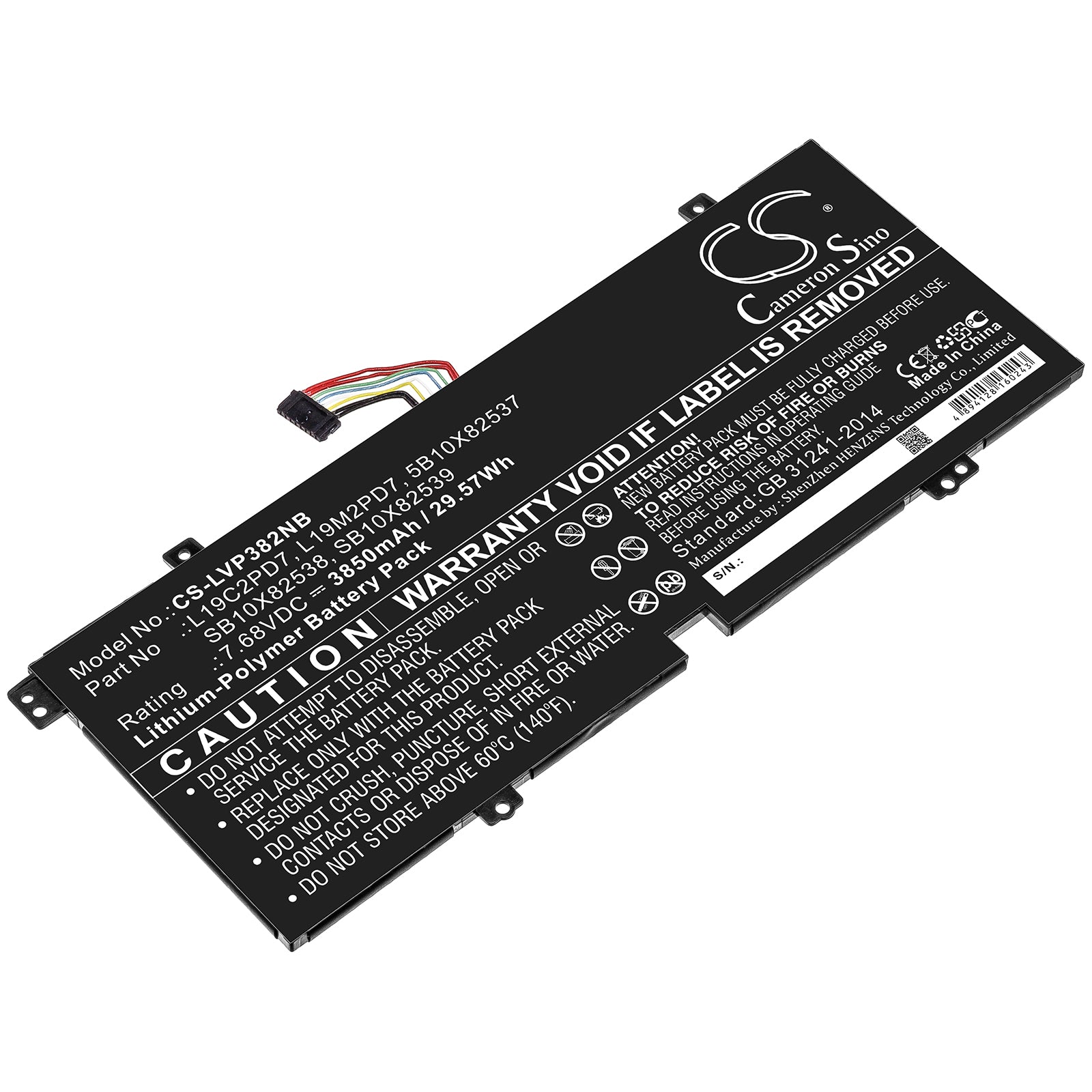 Lenovo IdeaPad 3 10IGL5 & Duet 3 10IGL5 Battery - 7.68V 3850mAh 29.57Wh Li-Polymer Replacement