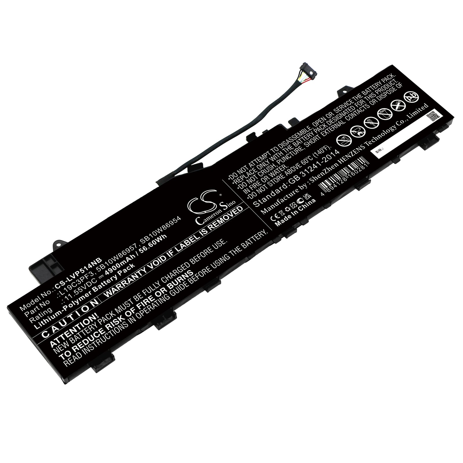 4900mAh Battery - Lenovo IdeaPad 5 14" Series - Laptop Replacement - L19M3PF4, 5B10W86957 - 11.55V 56.6Wh Li-Polymer
