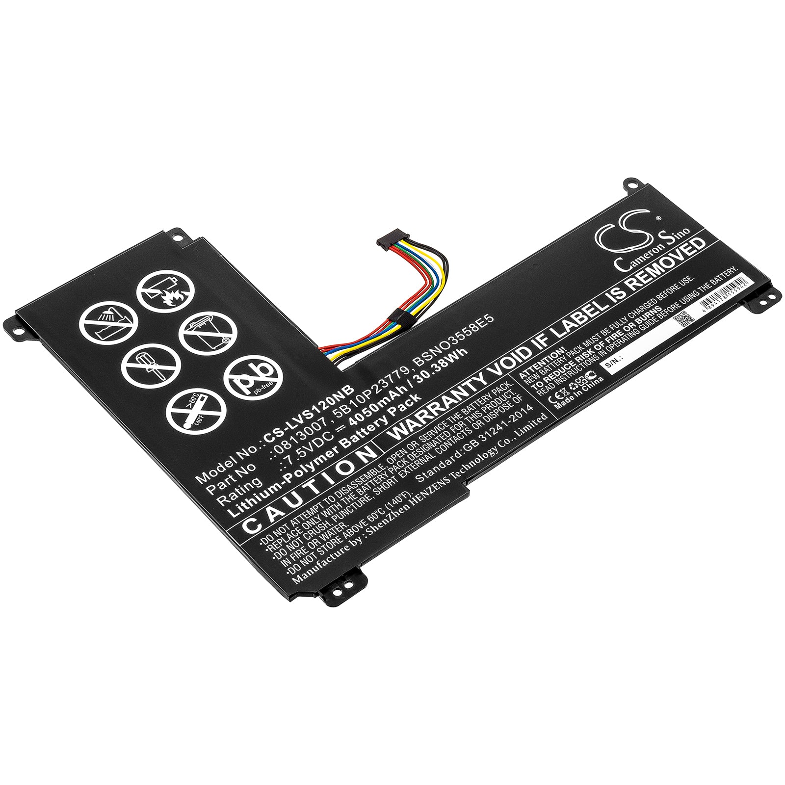 Lenovo IdeaPad 120S-14IAP Battery: 4050mAh, 7.5V, 30.38Wh, Li-Polymer, Replacement Battery Pack