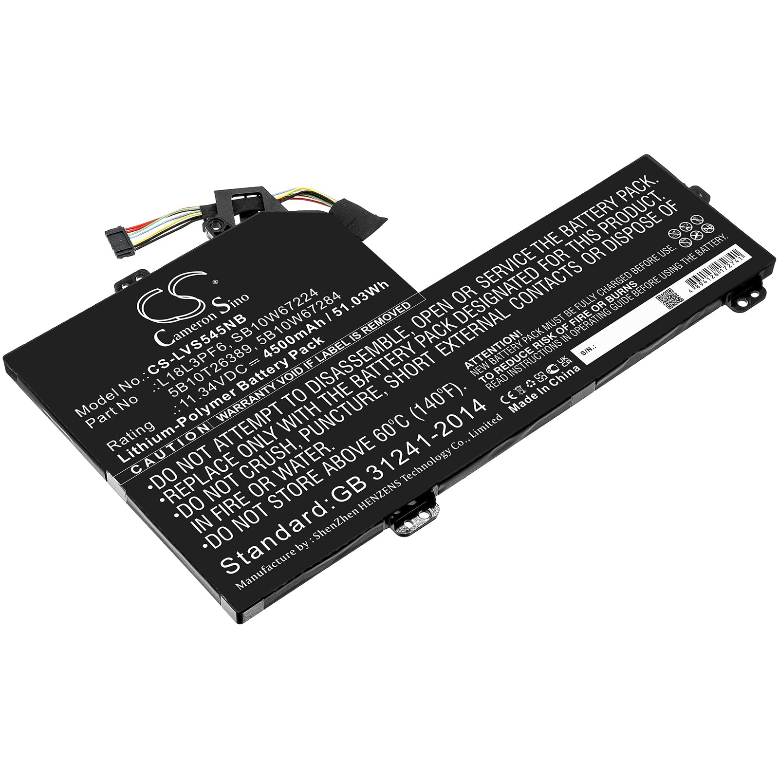 51Wh 4500mAh Replacement Battery for Lenovo Ideapad S540-15IWL GTX/IWL Laptop - L18L3PF6