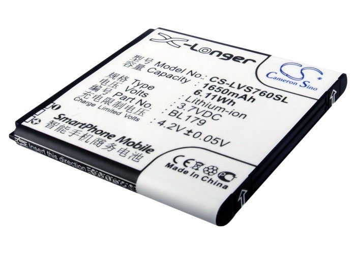 1650mAh 3.7V Li-ion Replacement Battery for Lenovo A288t A690 A780 S760 A790e & Pioneer PAP4322 Duo