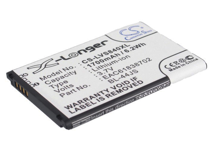 1700mAh Replacement Battery for LG VS840 Lucid Cayman Viper 4G LTE Optimus Exceed 2 - BL-44JS 3.7V 6.2Wh Li-ion