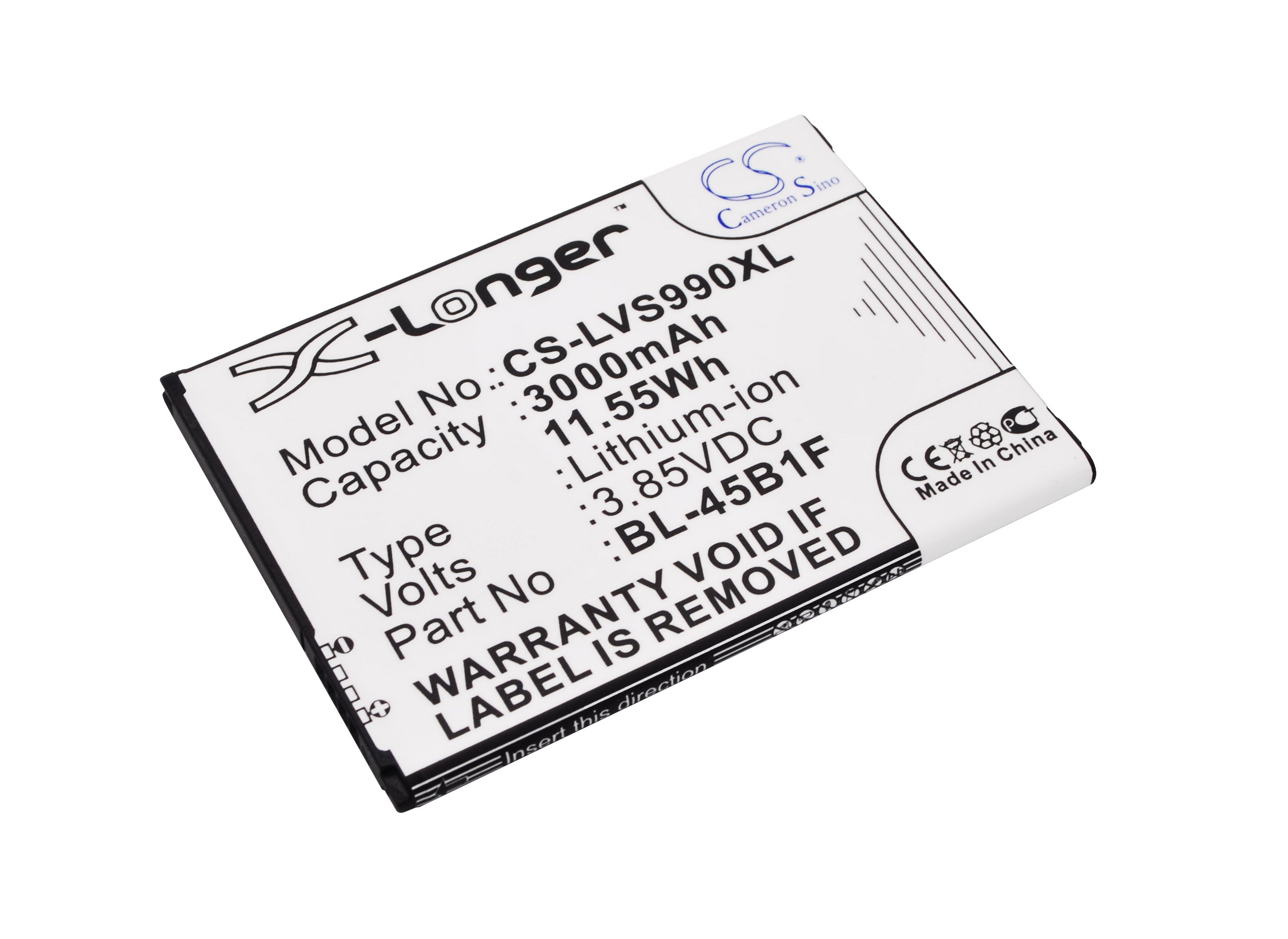 3000mAh Replacement Battery for LG V10, Stylo 2 Plus - BL-45B1F, 3.85V Li-ion - VS990, H960, H900