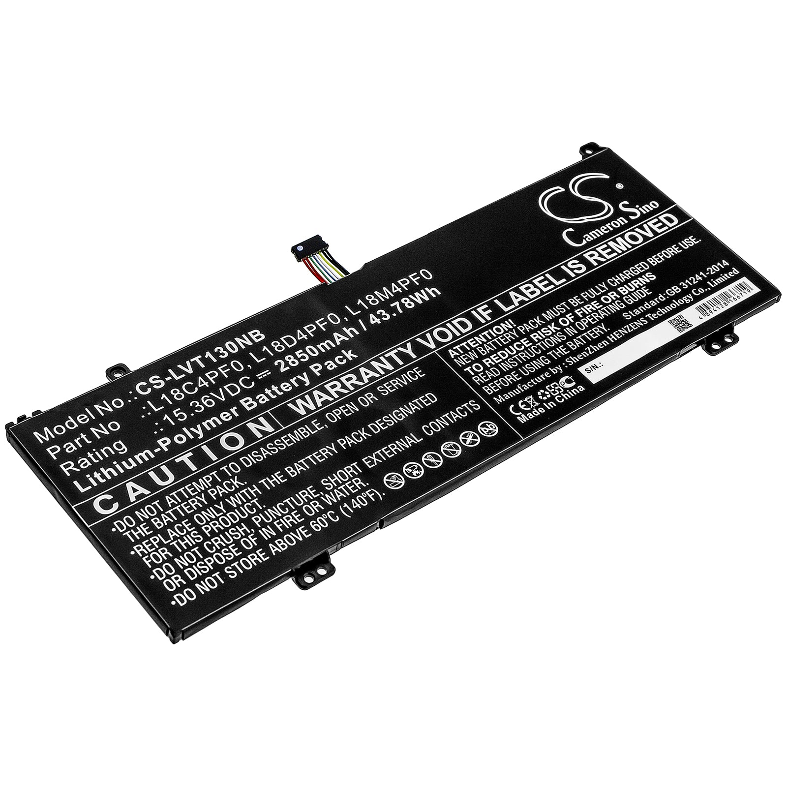 2850mAh Battery for Lenovo ThinkBook 13s/14s/Plus - 15.36V 43.78Wh Li-Polymer - Replacement Battery - L18M4PF0