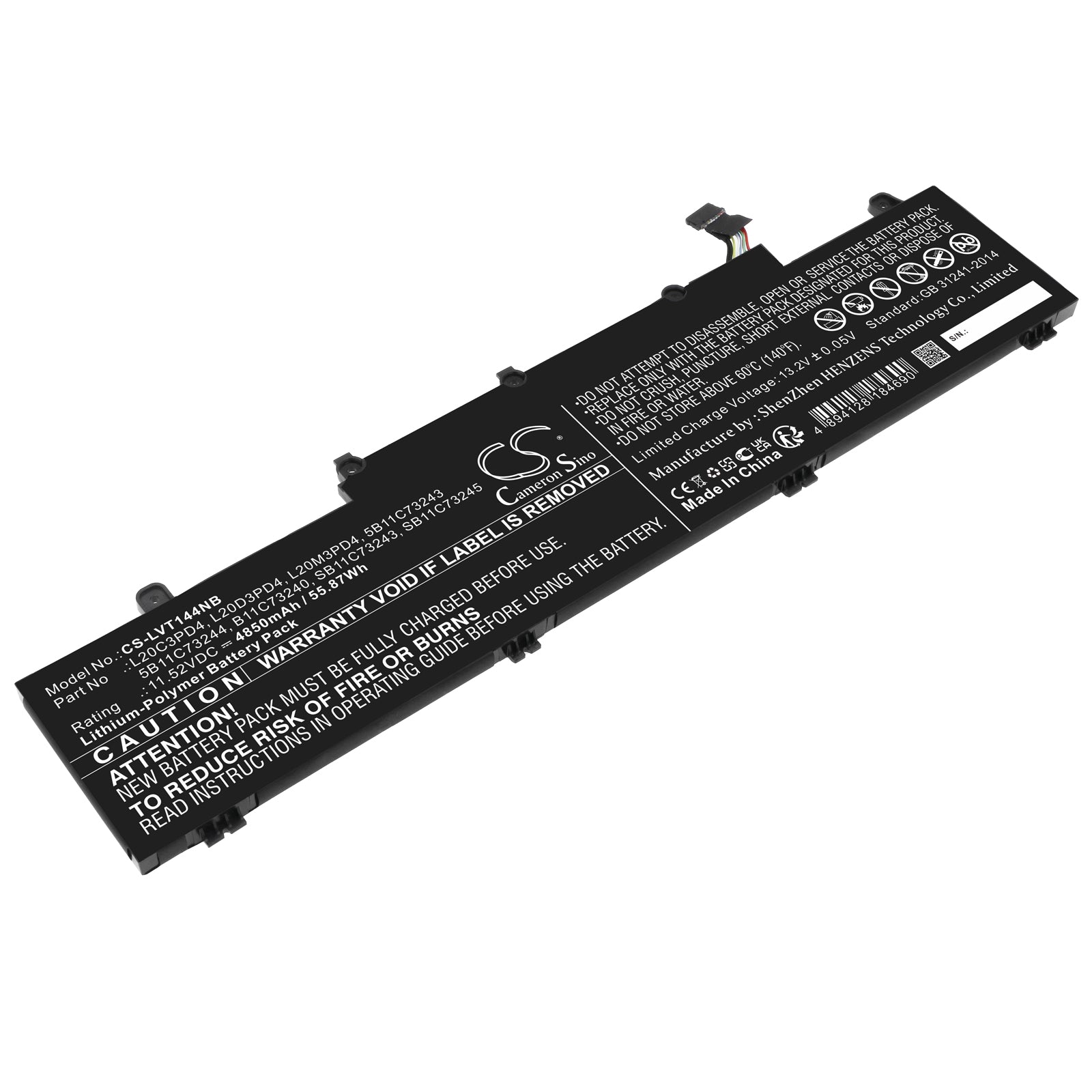 55.87Wh 4850mAh Battery for Lenovo ThinkPad E14 E15 Gen 2, 3, 4 - Li-Polymer Laptop Battery Replacement