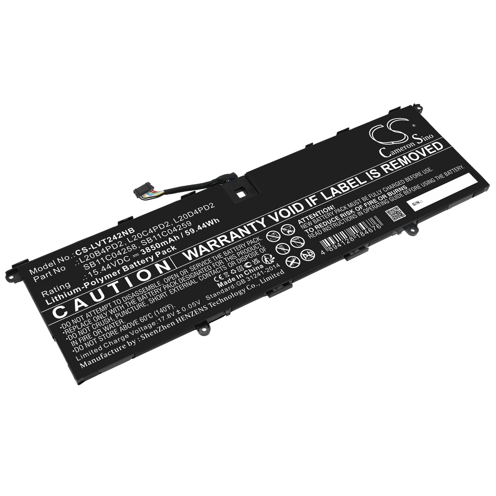 59.44Wh Battery for Lenovo ThinkBook 14p G2 ACH: Replacement Li-Polymer - 15.44V, 3850mAh