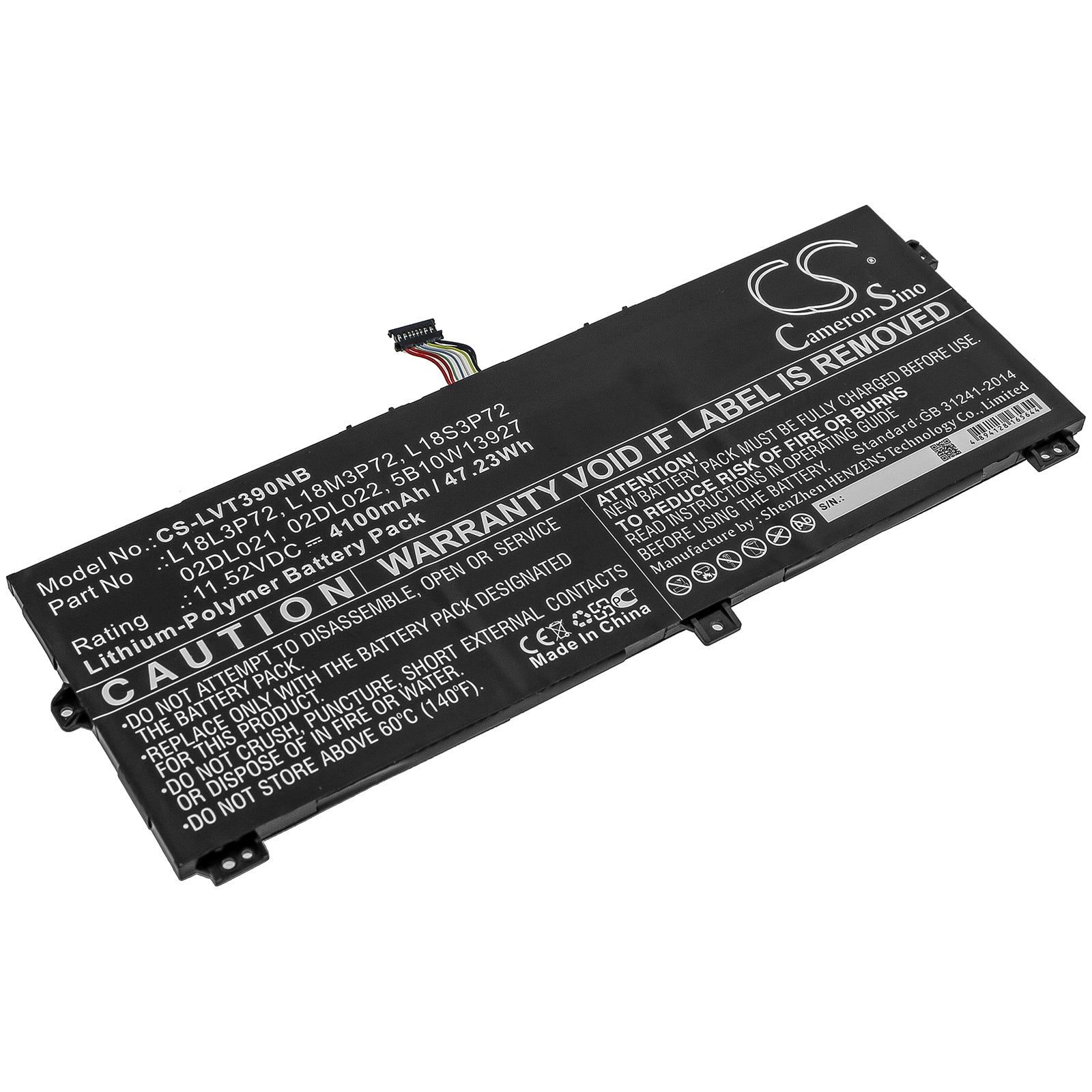 47.23Wh 4100mAh Battery for Lenovo ThinkPad X390 Yoga - Replacement Laptop Battery (02DL021, L18M3P72)
