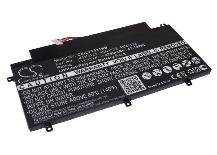 4250mAh Replacement Battery for Lenovo ThinkPad T431s Laptop - 11.1V 47.18Wh - Li-Polymer - Replaces 45N1123, 45N1122