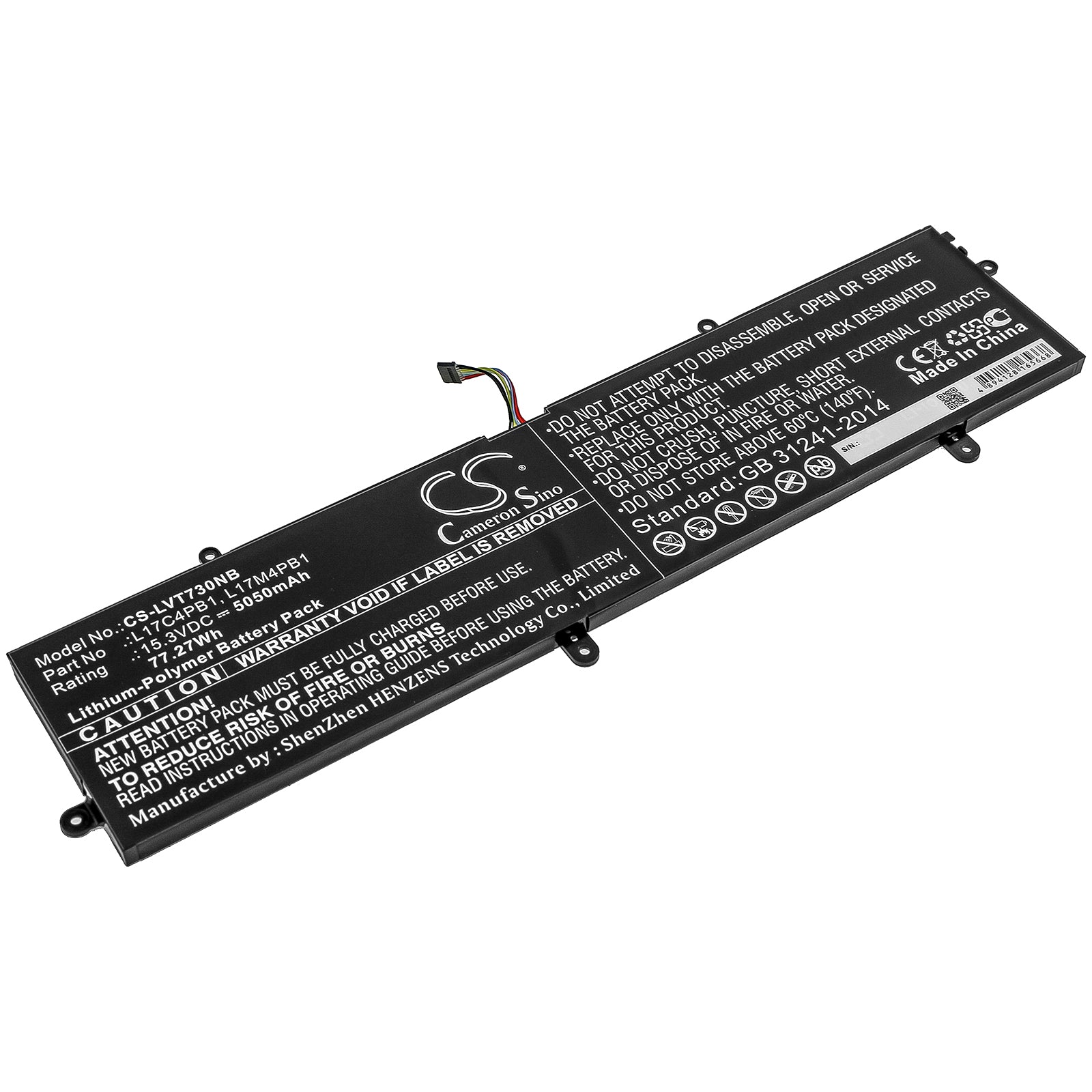 77.27Wh 5050mAh Replacement Battery for Lenovo IdeaPad 720S-15IKB & V730-15 Series - L17C4PB1, L17M4PB1
