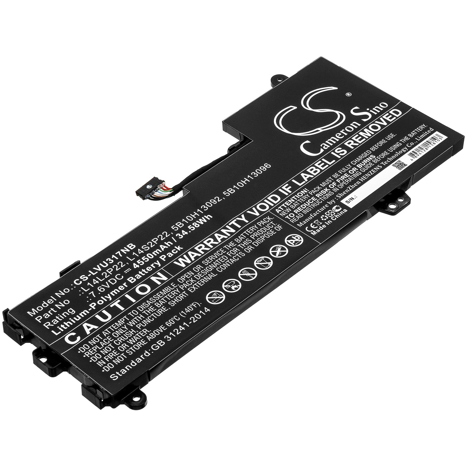 4550mAh Laptop Battery for Lenovo E31, U31, IdeaPad 510S-13 Series - 7.6V 34.58Wh Li-Polymer