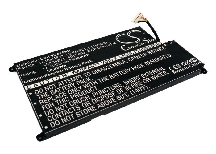 7900mAh Extended Laptop Battery for Lenovo IdeaPad U410: 7.4V, 58.46Wh, Replacement L10M4P11, L10M4E21