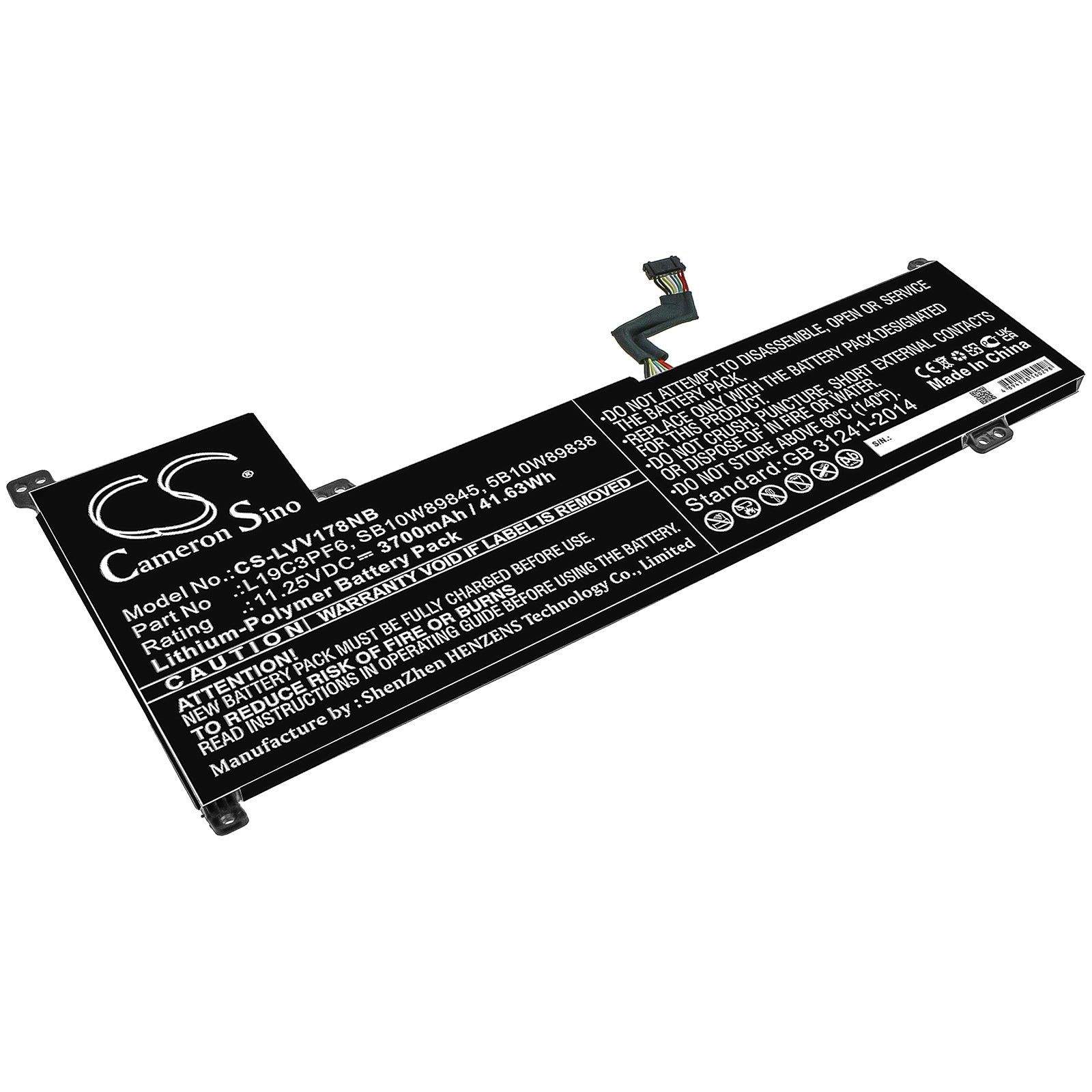 41.63Wh Battery for Lenovo V17-IIL, Ideapad 3-17IML0 - L19C3PF6 - 11.25V 3700mAh Li-Polymer Laptop Battery