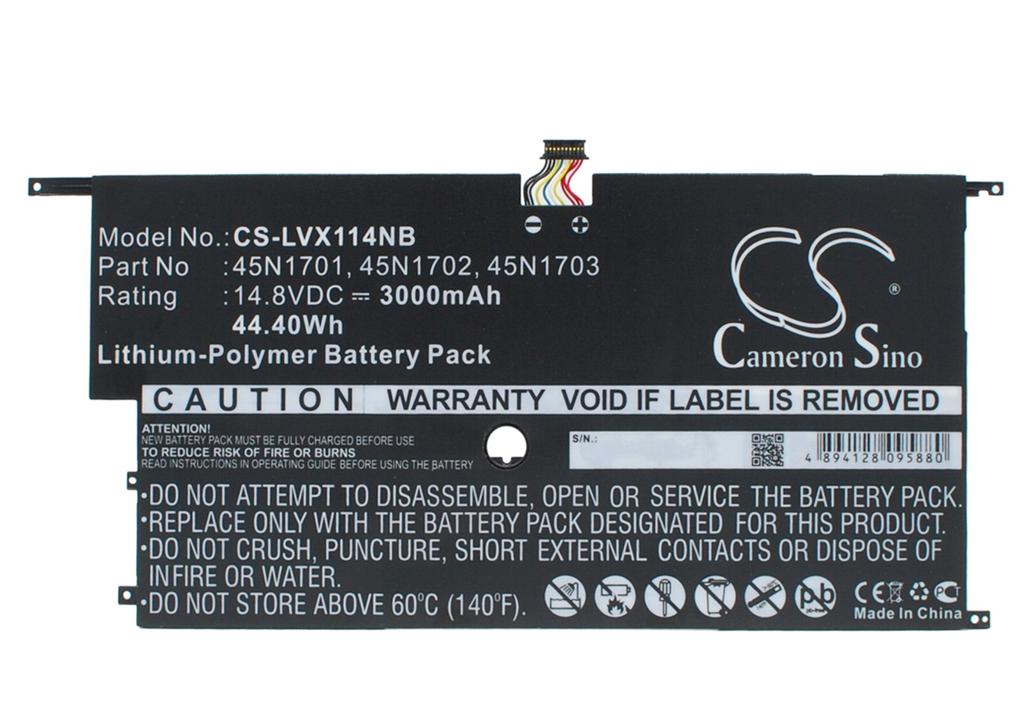 3000mAh Replacement Battery for Lenovo ThinkPad X1 Carbon 4th Gen (20A7, 20A8) - 14.8V 44.4Wh Li-Polymer Laptop Power