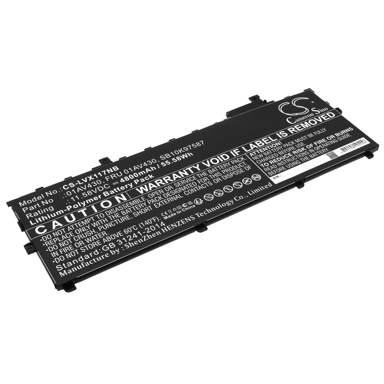 55.58Wh 4800mAh Battery for Lenovo ThinkPad X1 Carbon 5th/6th Gen (2017-2018) - Replacement Li-Polymer, 11.58V