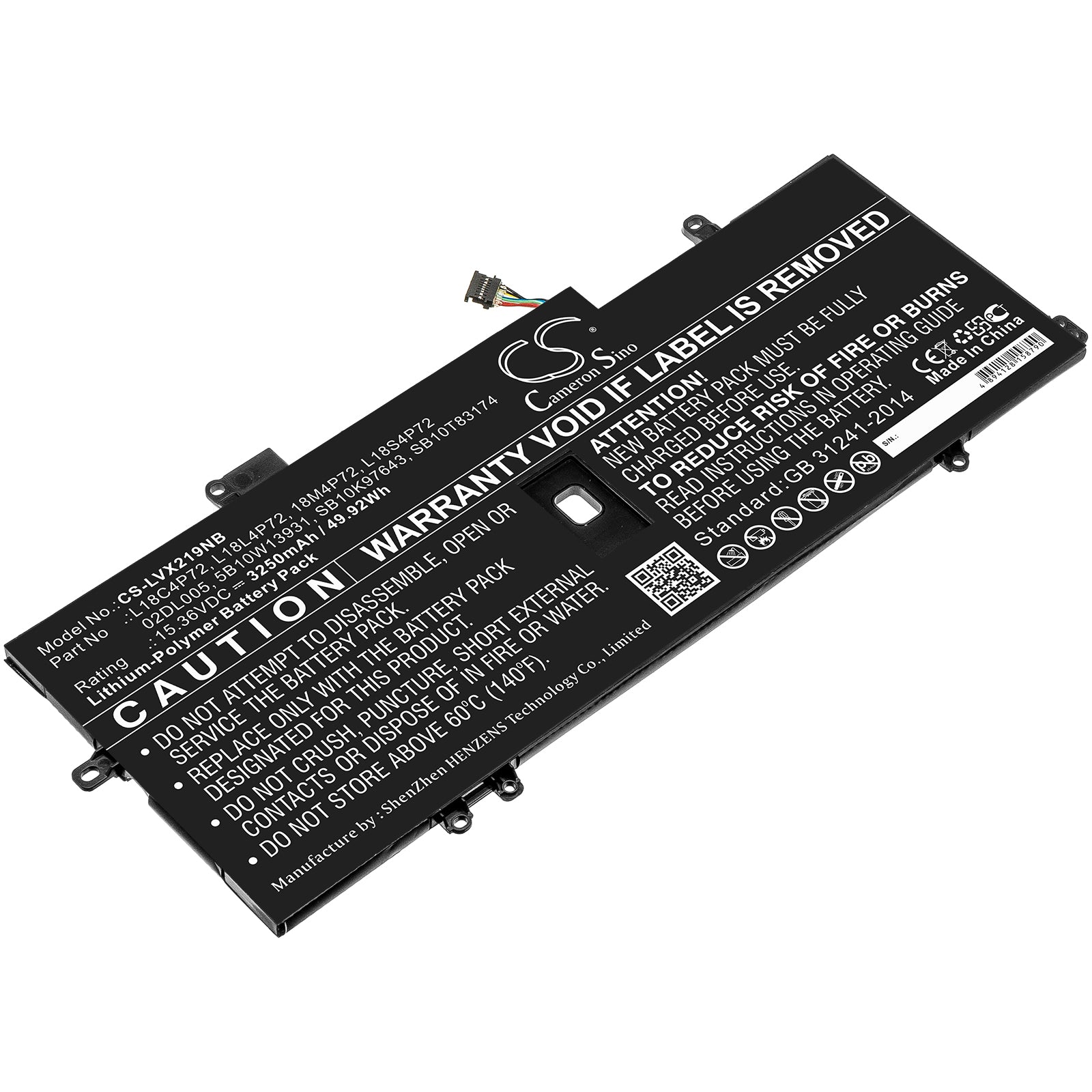 49.92Wh Replacement Battery for Lenovo ThinkPad X1 Carbon G7 & 8th Gen Series - 02DL005, L18C4P72