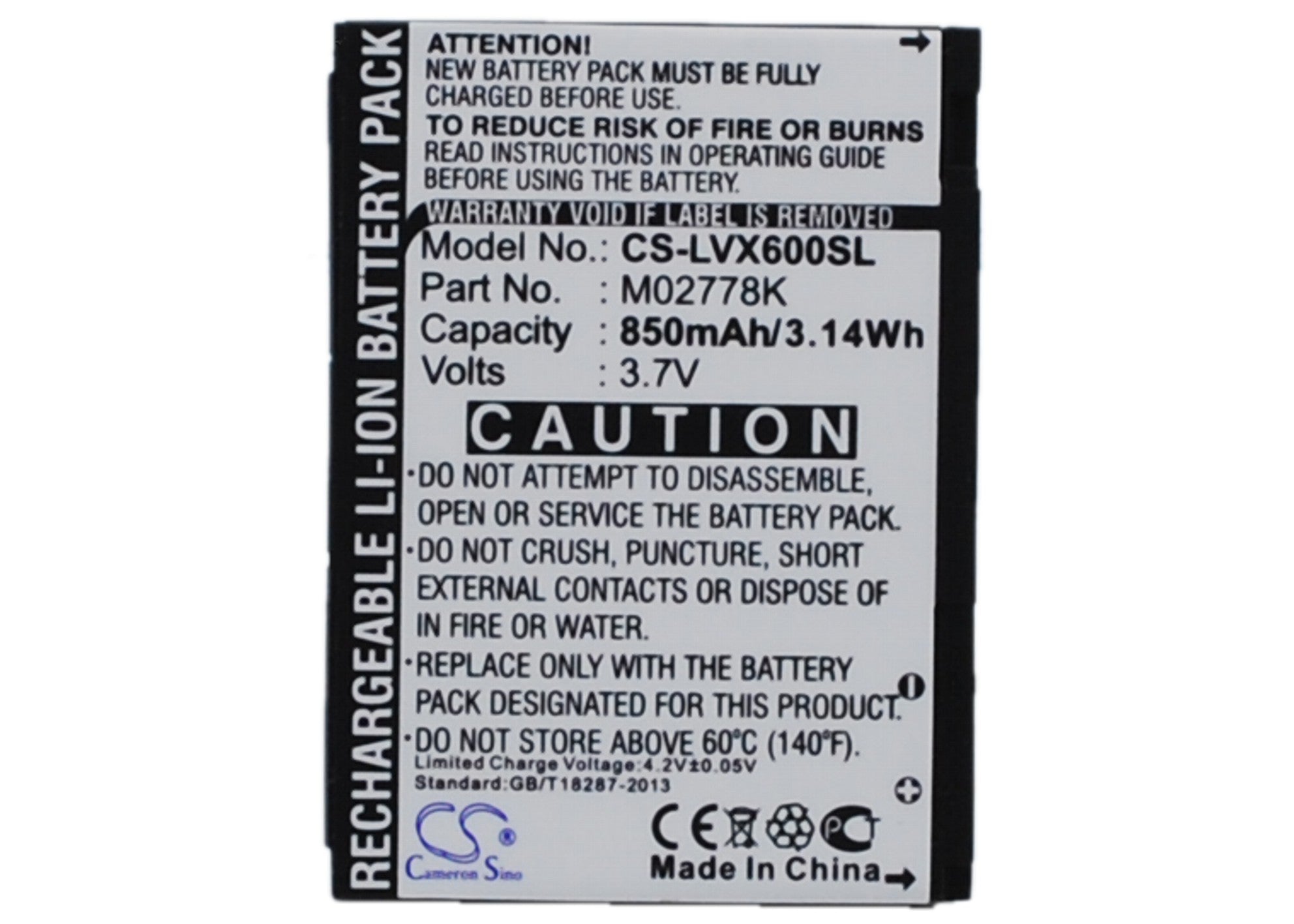 850mAh Replacement Battery for LG LX600 Lotus Smartphone - 3.7V Li-ion - LGIP-490A - Mobile Phone Power