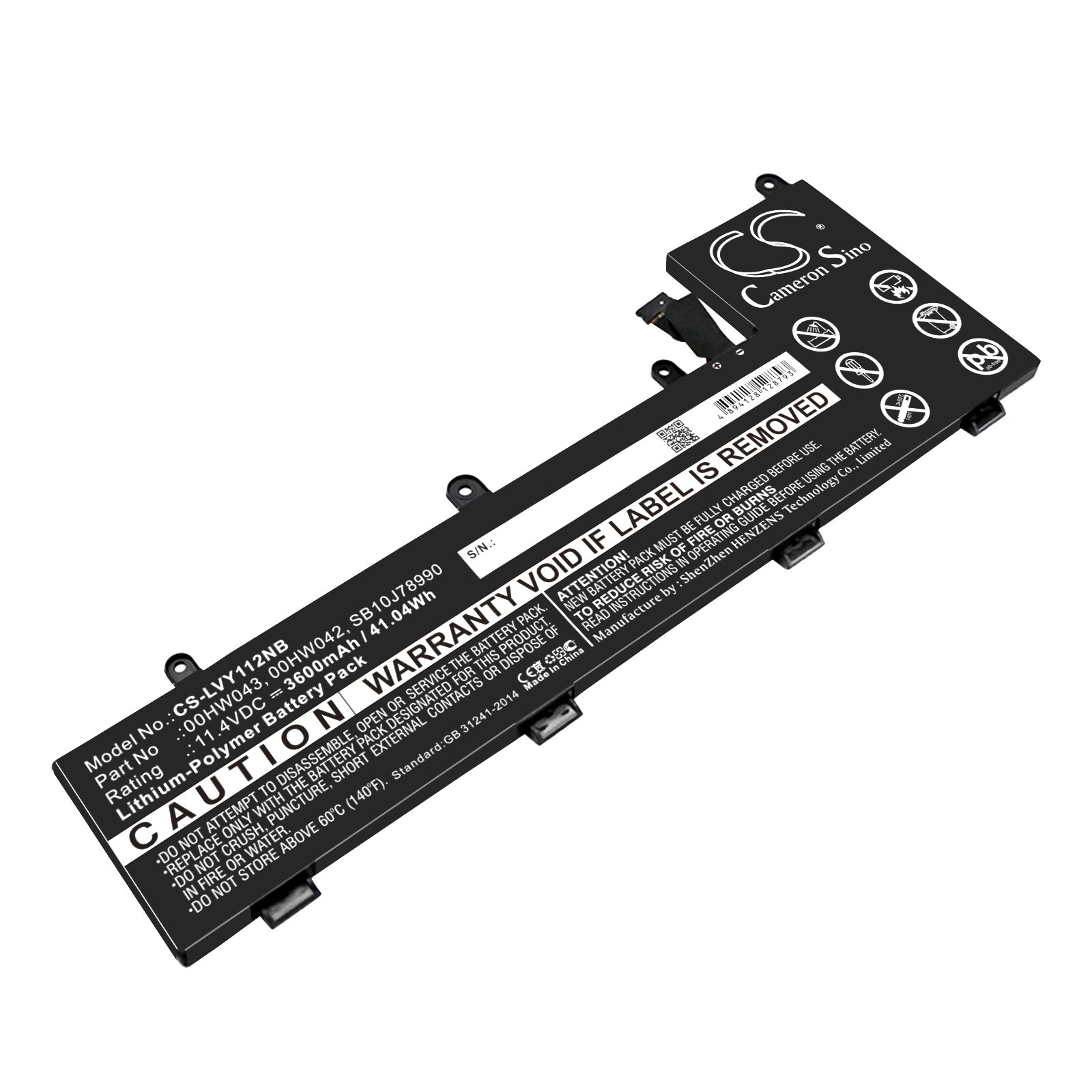 41.04Wh 3600mAh Lenovo ThinkPad Yoga 11e Chromebook Battery - 11.4V Li-Polymer Replacement